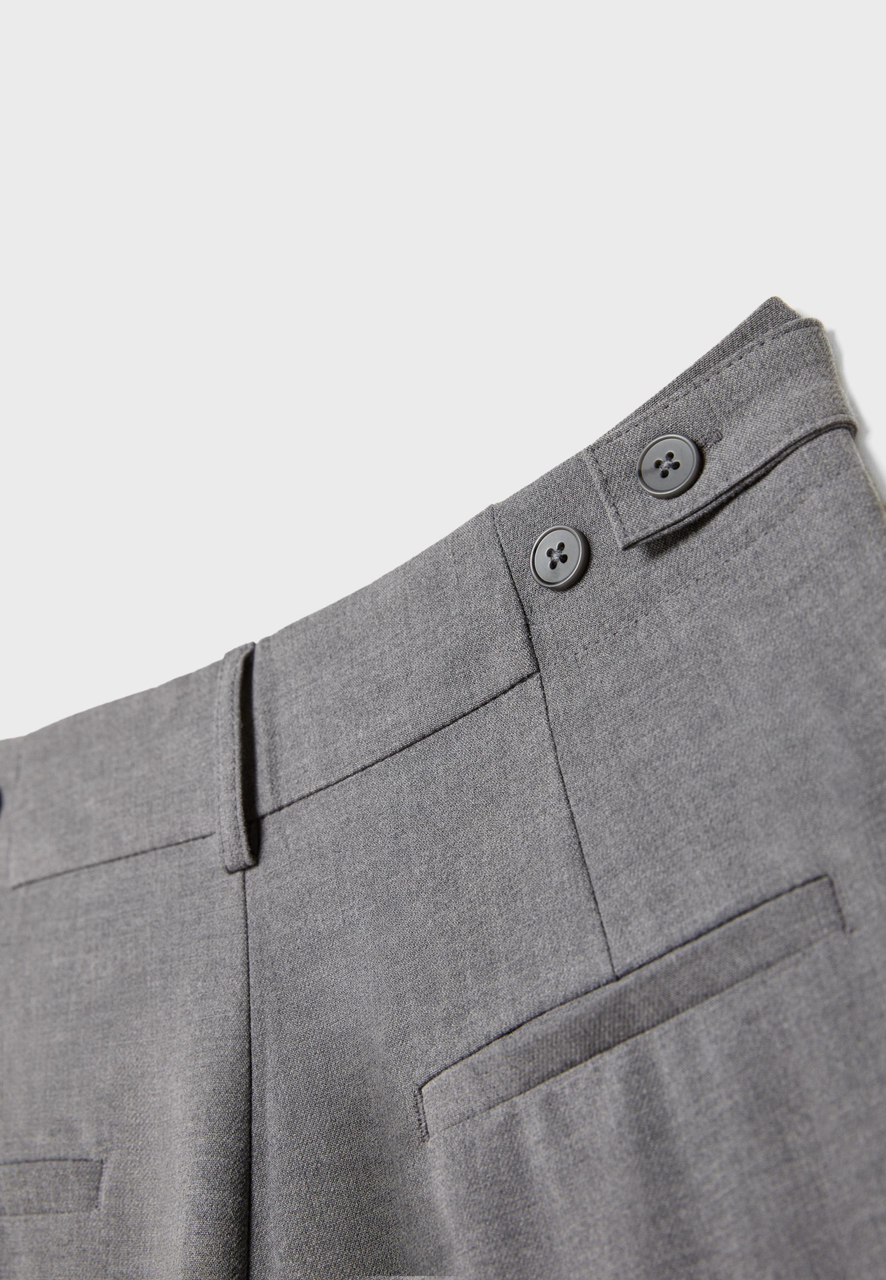 Wide-leg smart trousers with adjustable buttons — Dark grey