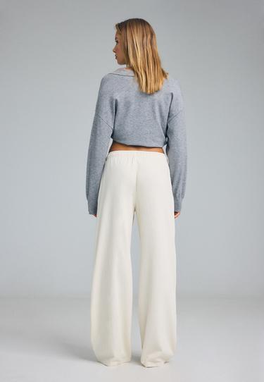 Drawstring flowing denim trousers — Vanilla 5