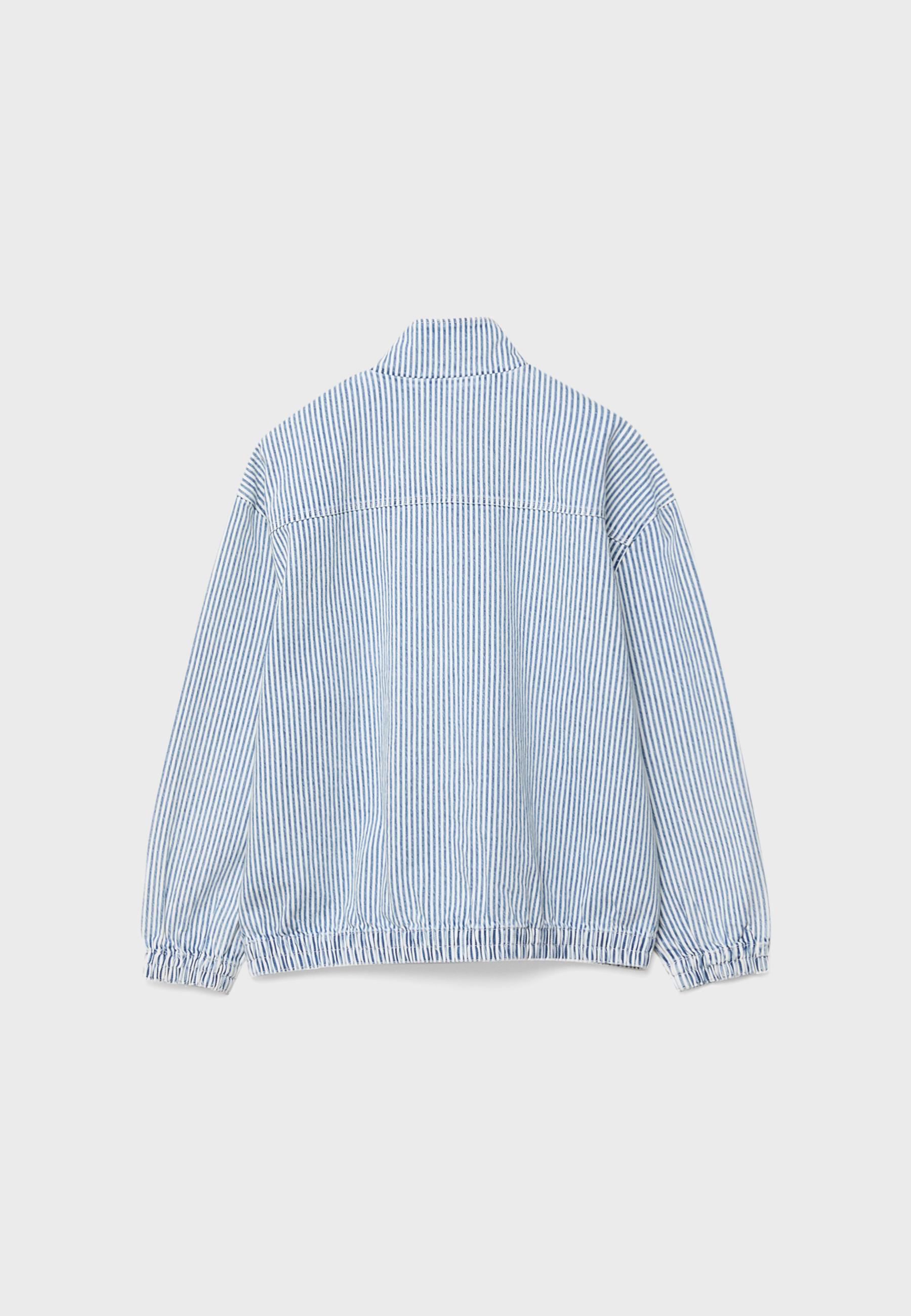 Striped denim jacket — GREY DENIM WASH