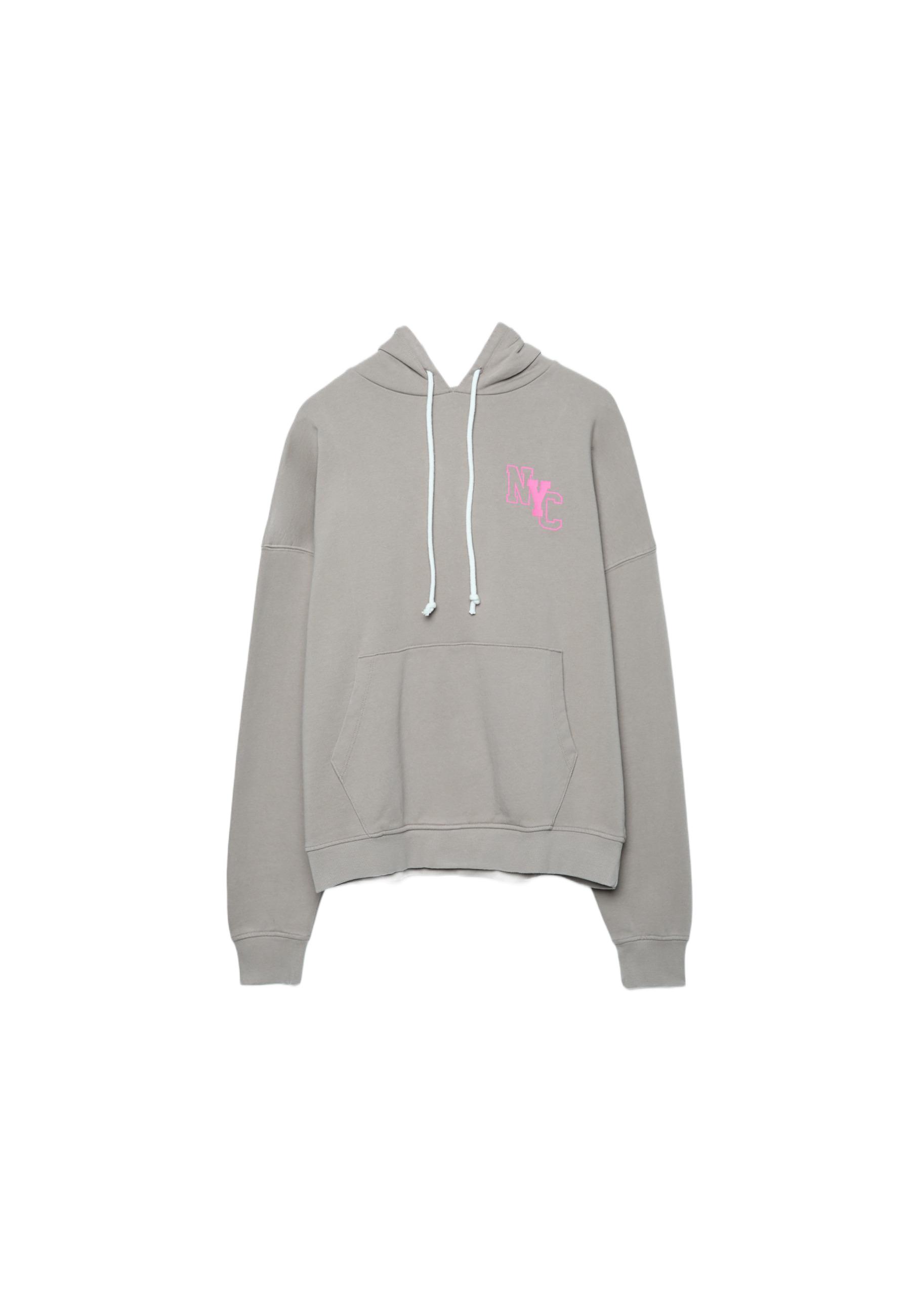 Positional washed-effect hood sweatshirt — Beige