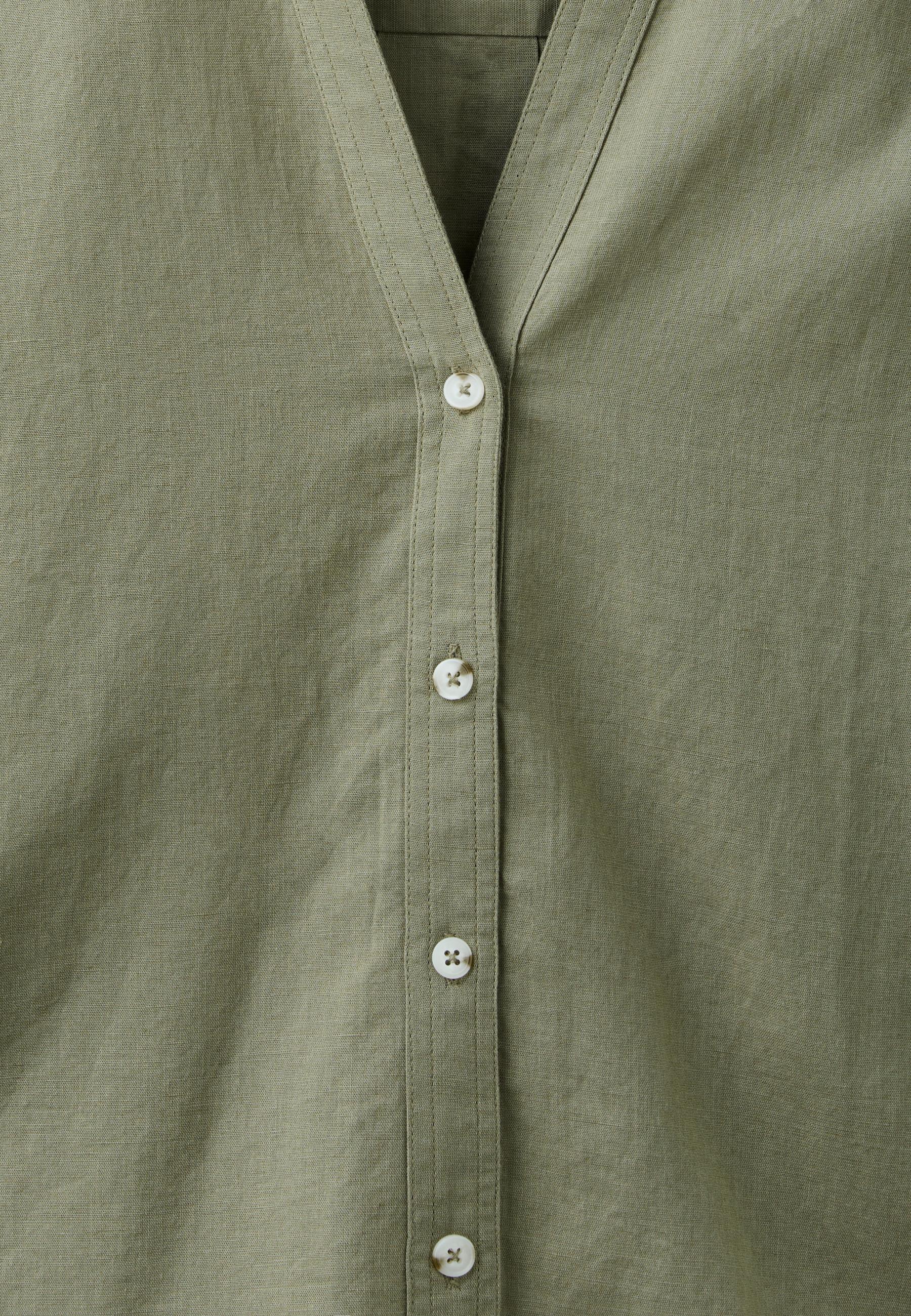 Linen-effect kimono sleeve shirt — Khaki