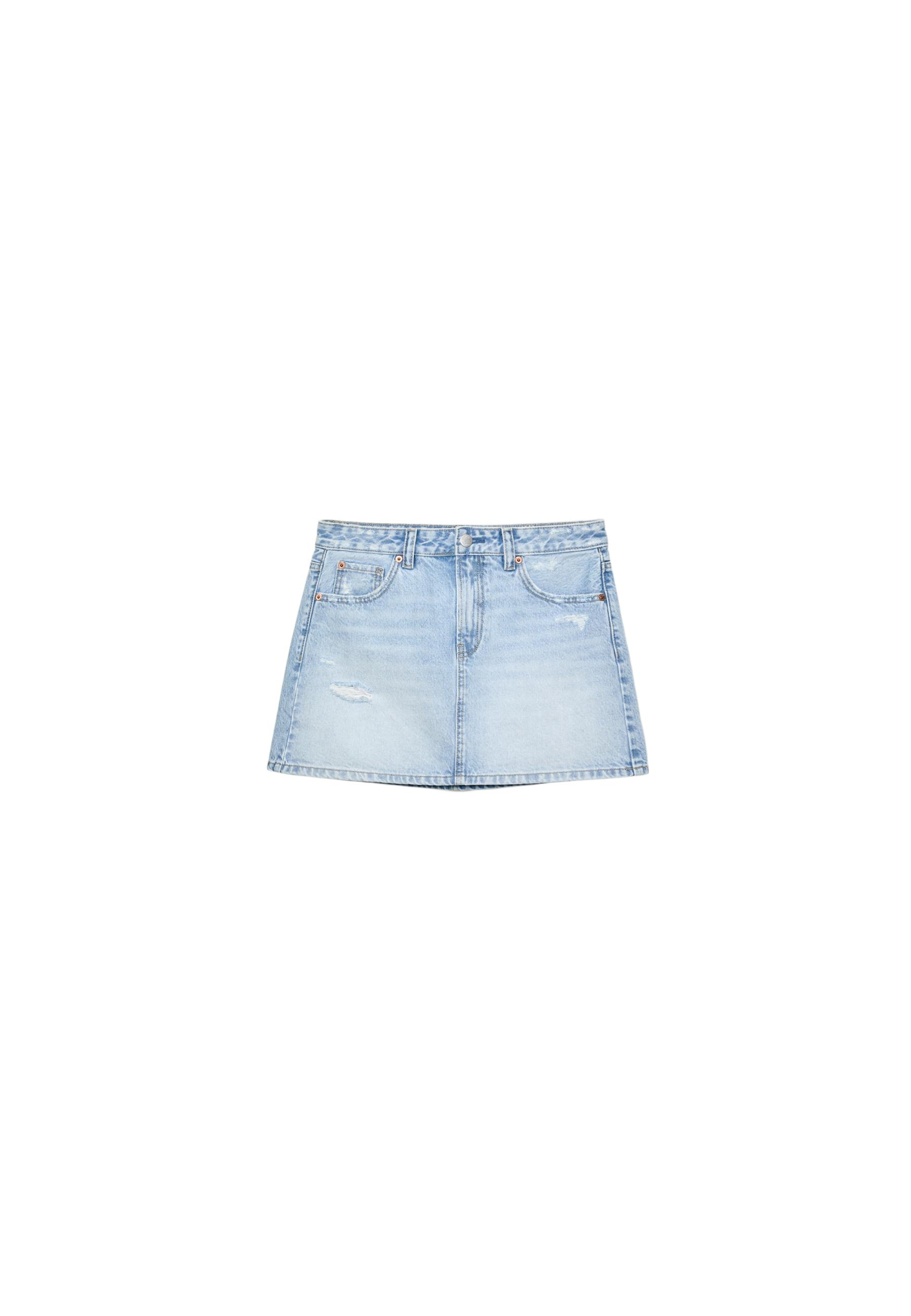 D60 denim mini skirt — LIGHT BLEACH