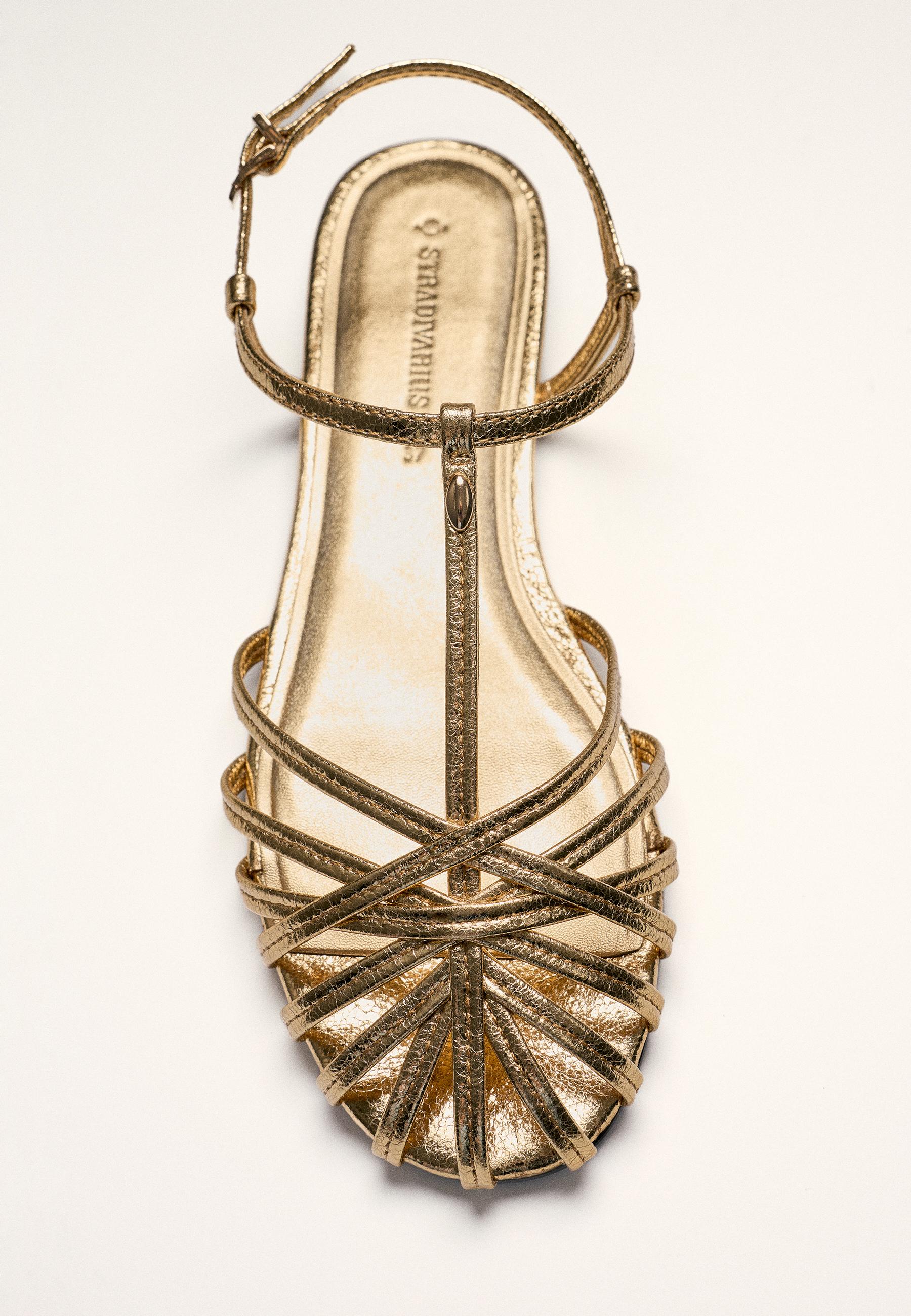 Thin-sole cage sandals — GOLD