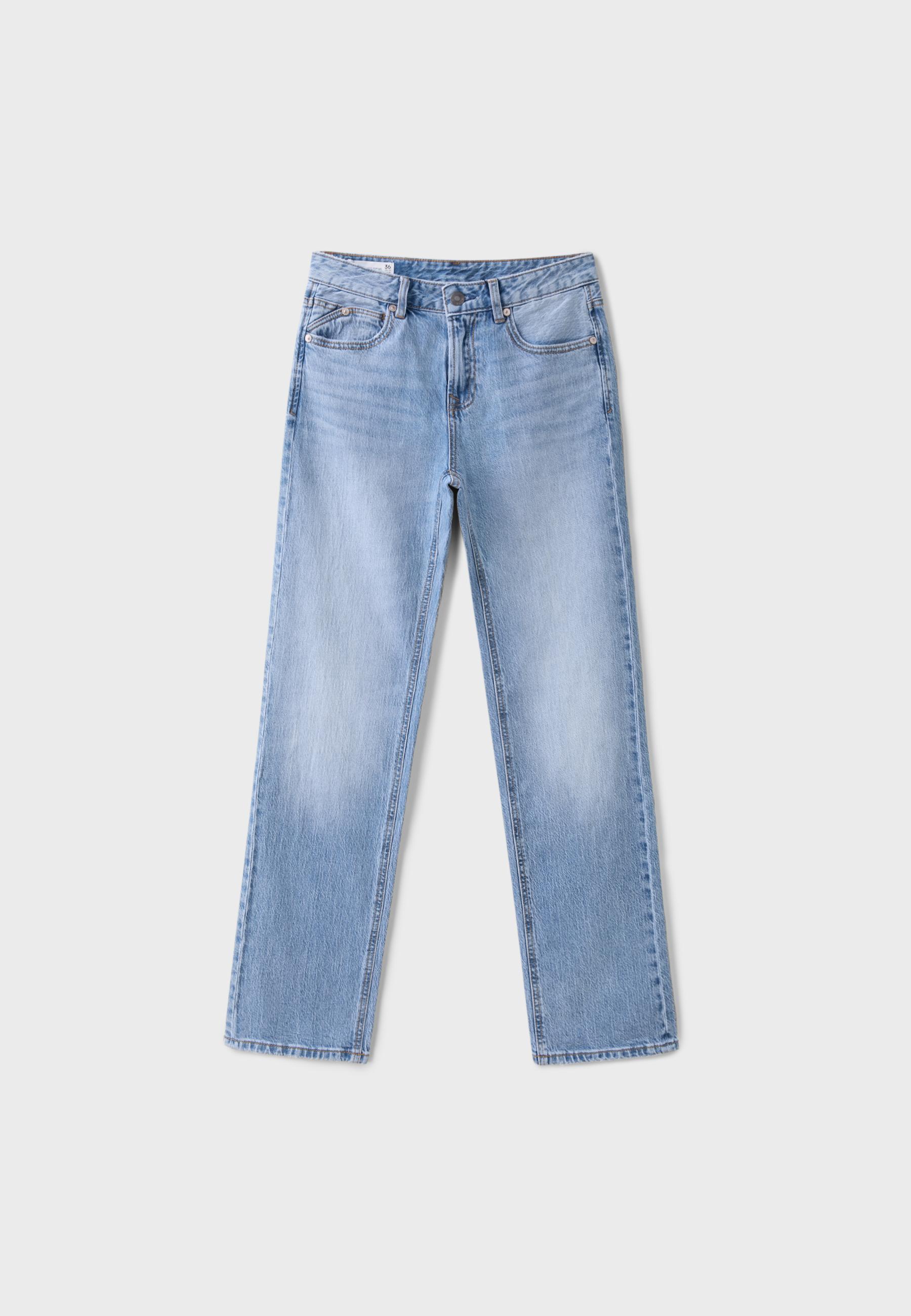 Stradivarius D98 vintage efektli straight fit jean görsel 3