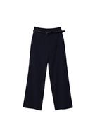 Düz kesim dökümlü kemerli pantolon - Görsel 21