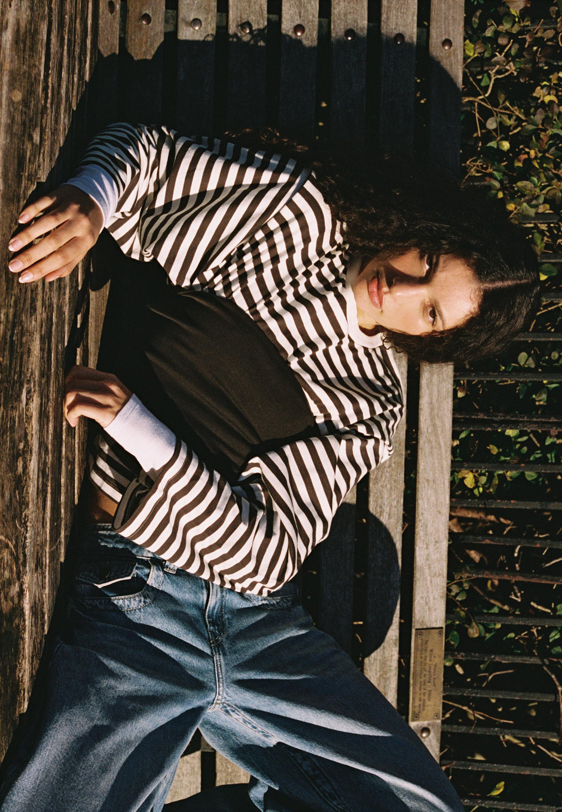 Striped long sleeve T-shirt — Ecru