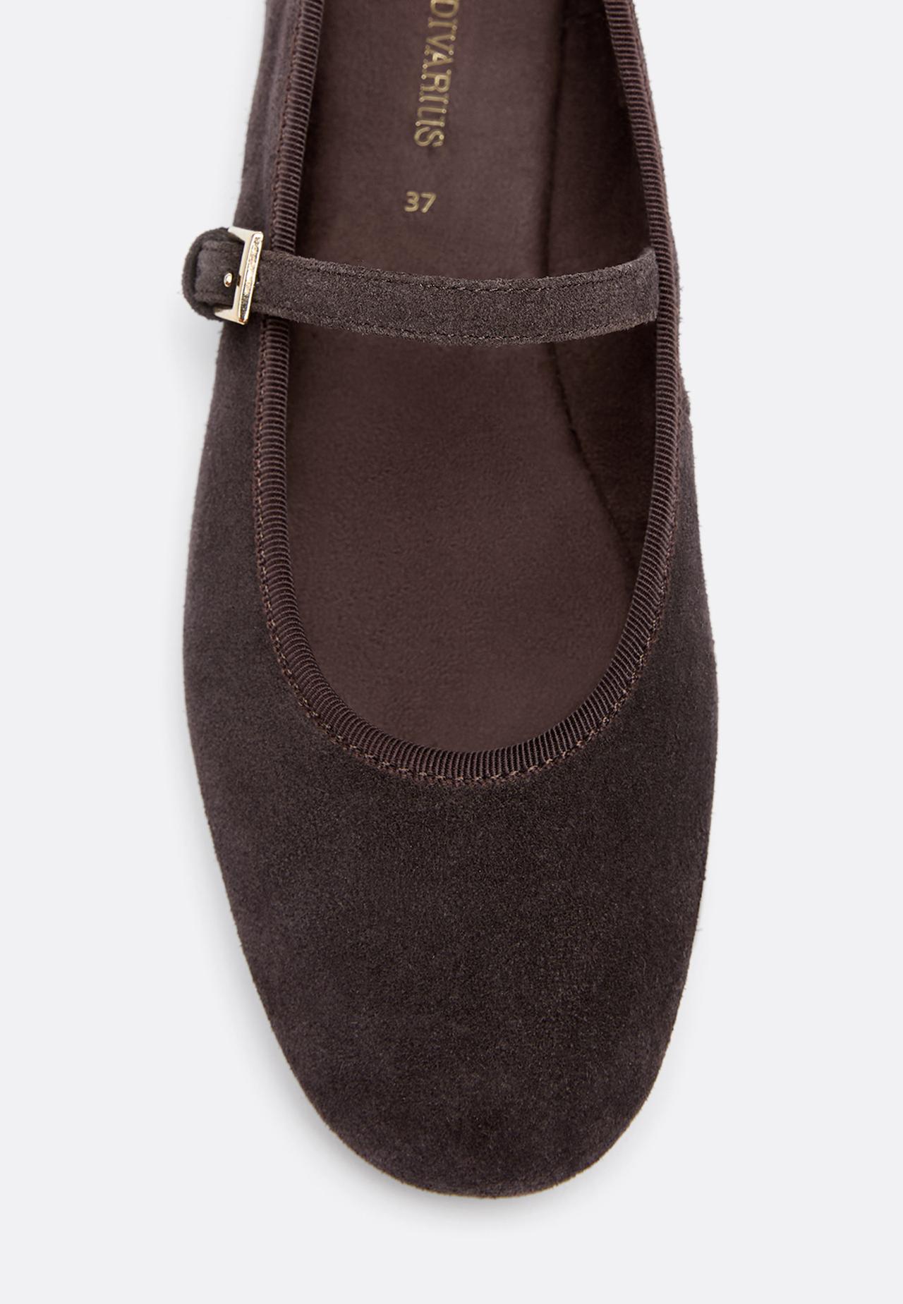 Leather Mary Jane ballet pumps — BROWN