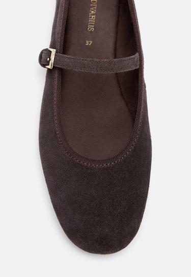 Leather Mary Jane ballet pumps — BROWN 5