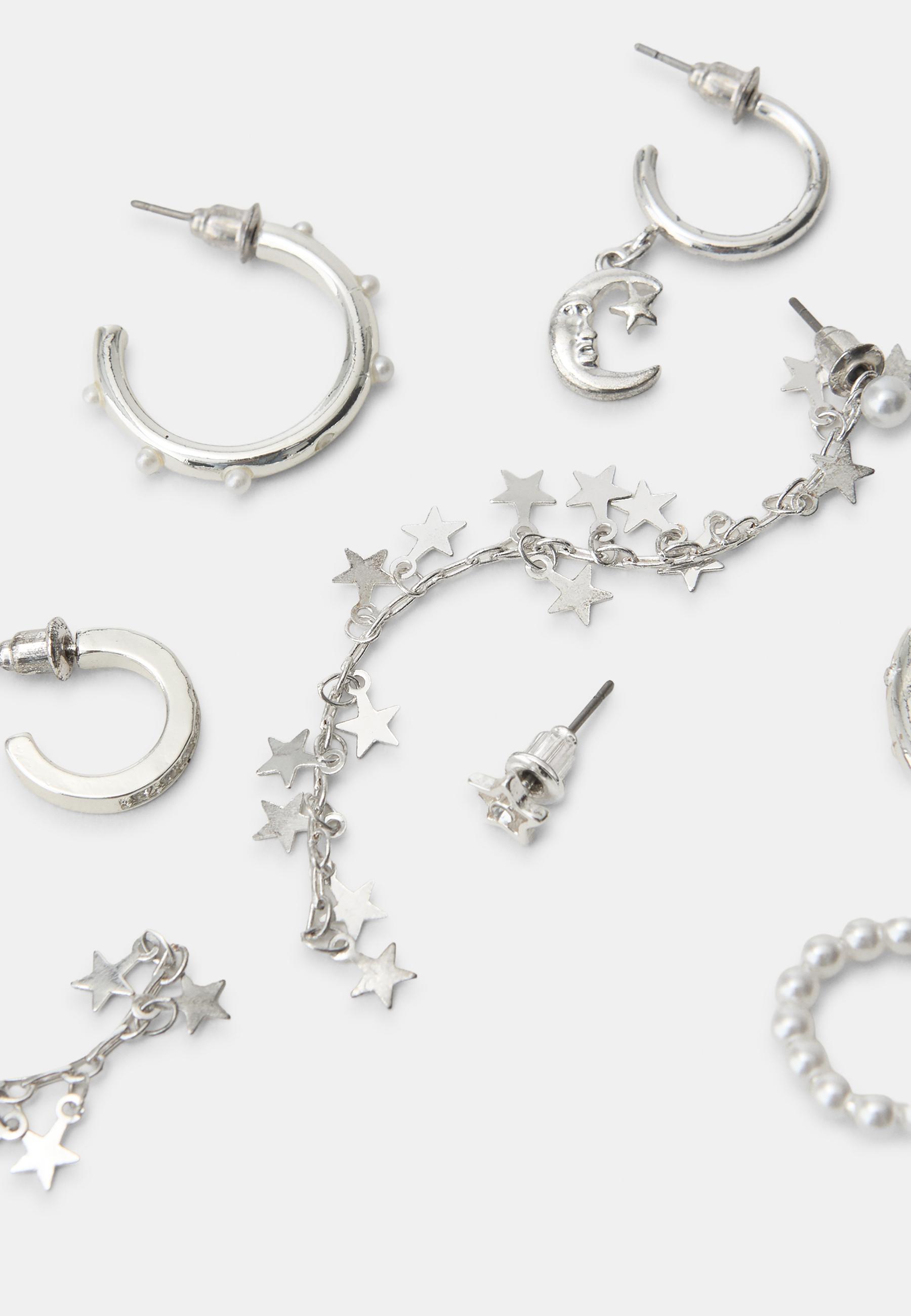 Set of 9 moon earrings — Grey