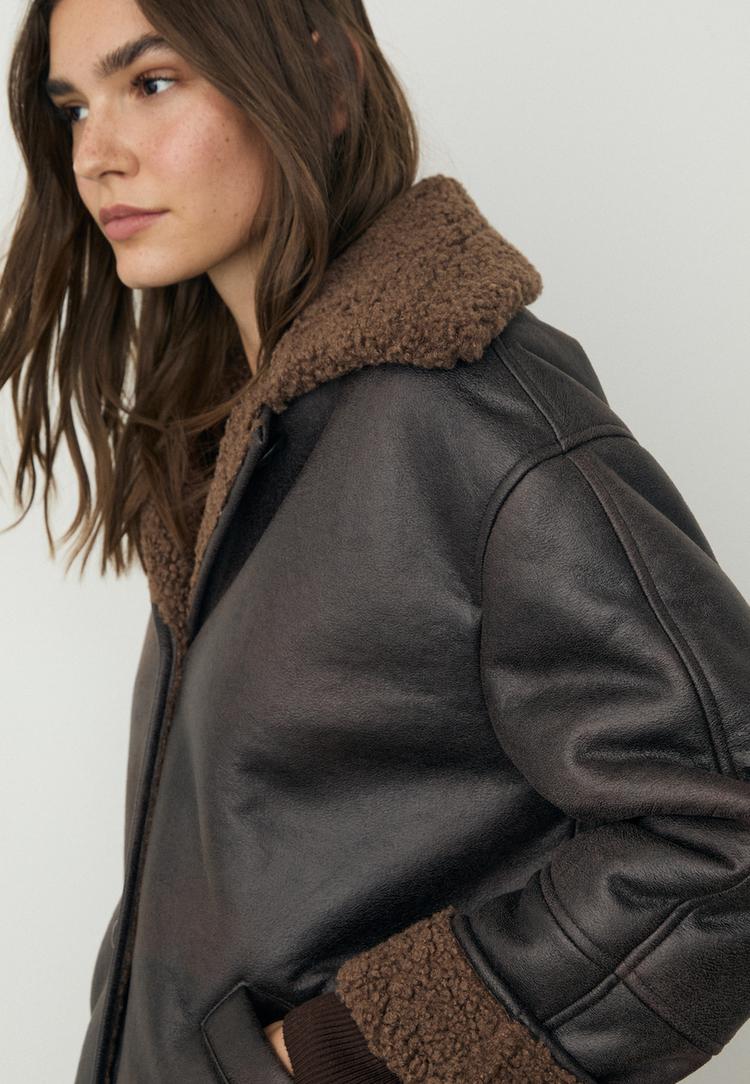 casaco oversize de dupla face com botoes