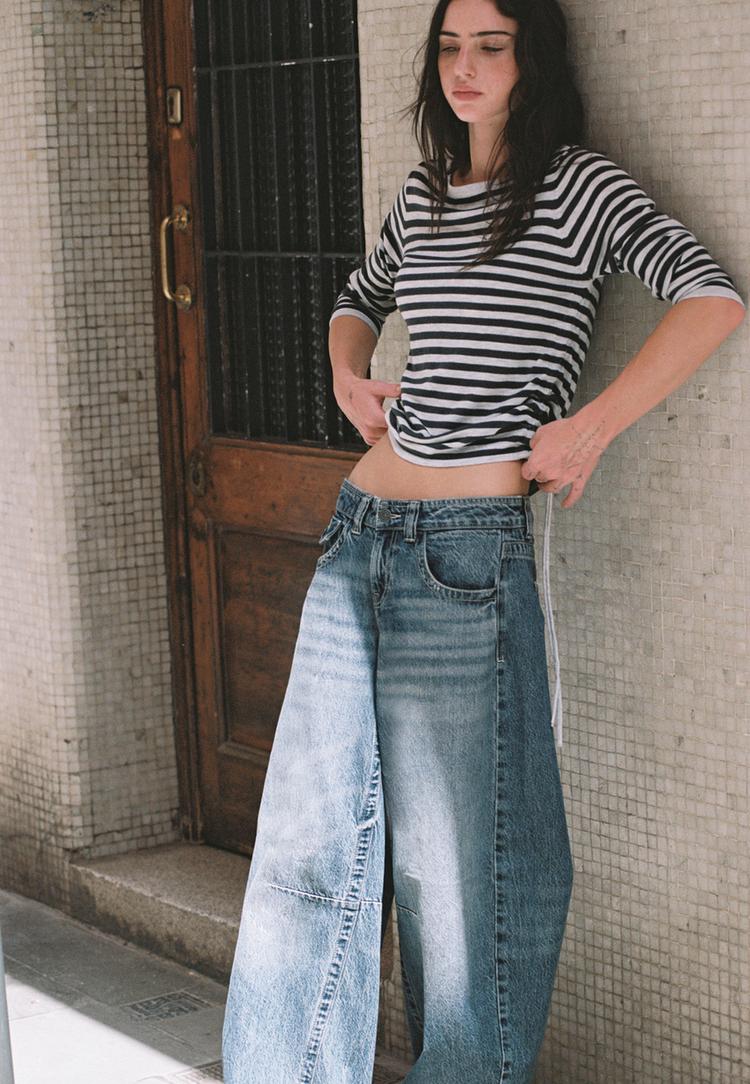 Low-rise barrel jeans — MEDIUM BLUE DENIM