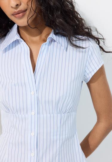 Short sleeve shirt with underbust seam — Sky blue 6