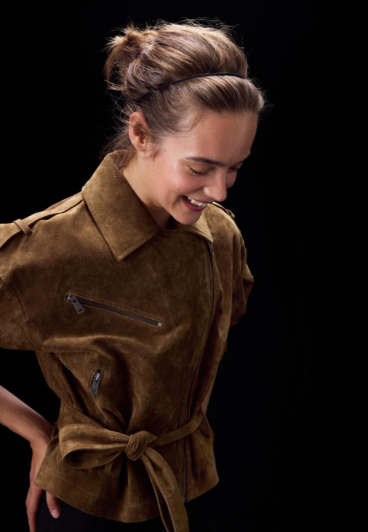 100% leather biker jacket — Brown
