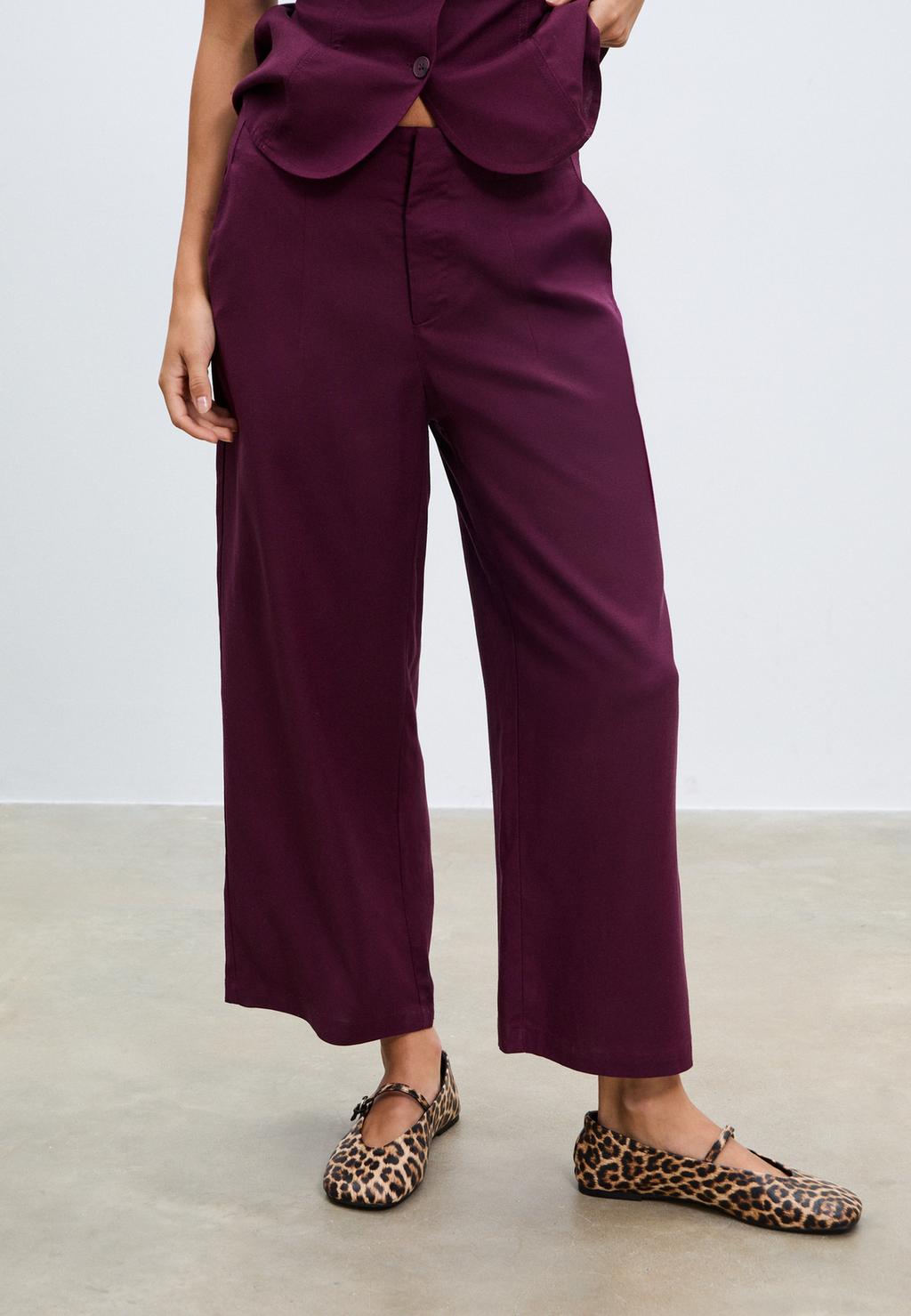 Pantalón culotte con lino