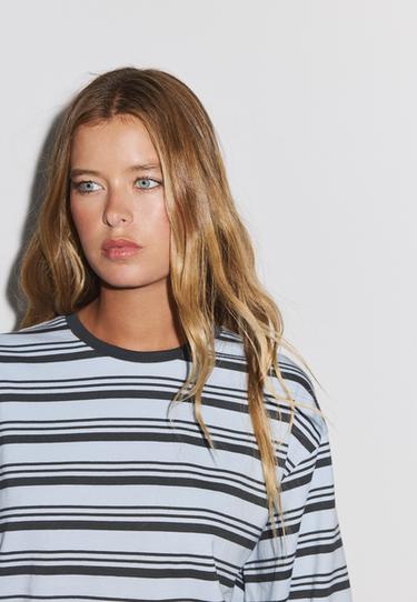 Striped long sleeve T-shirt — Sky blue 4