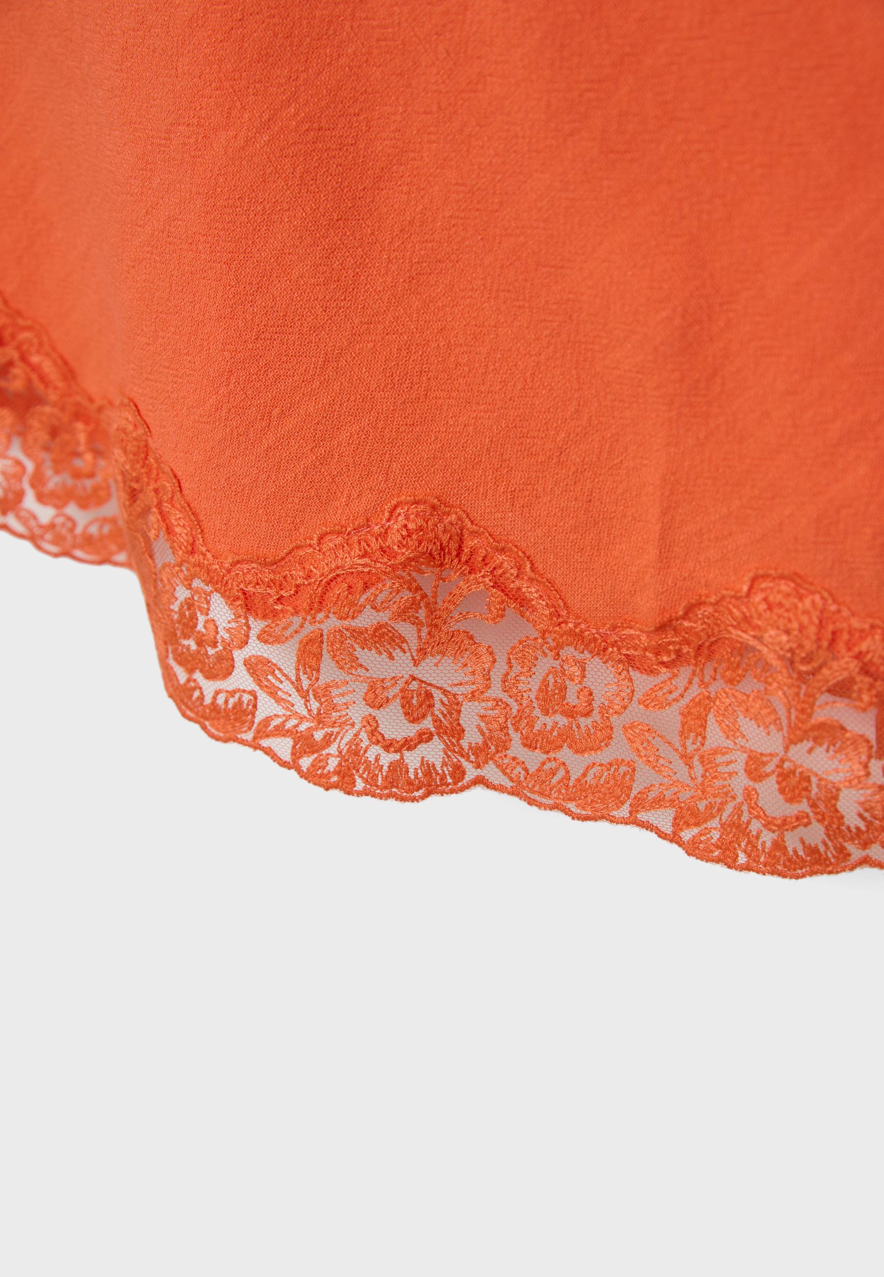 Keten karışımlı, kısa, dantel elbis - Görsel 8