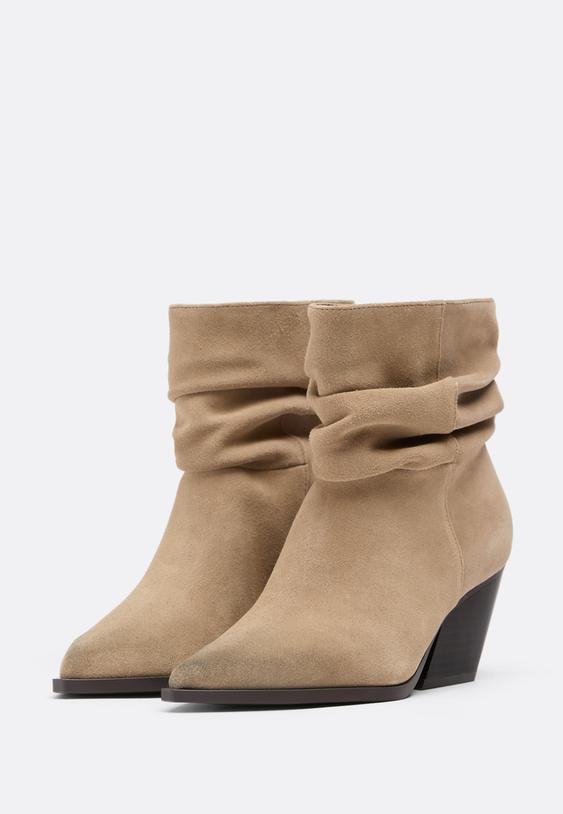 botines tacon cow slouchy piel