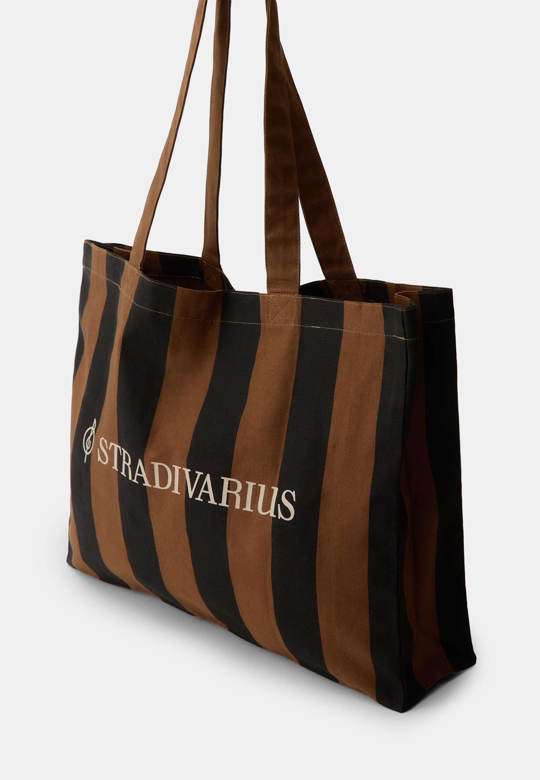 Striped tote bag — Brown