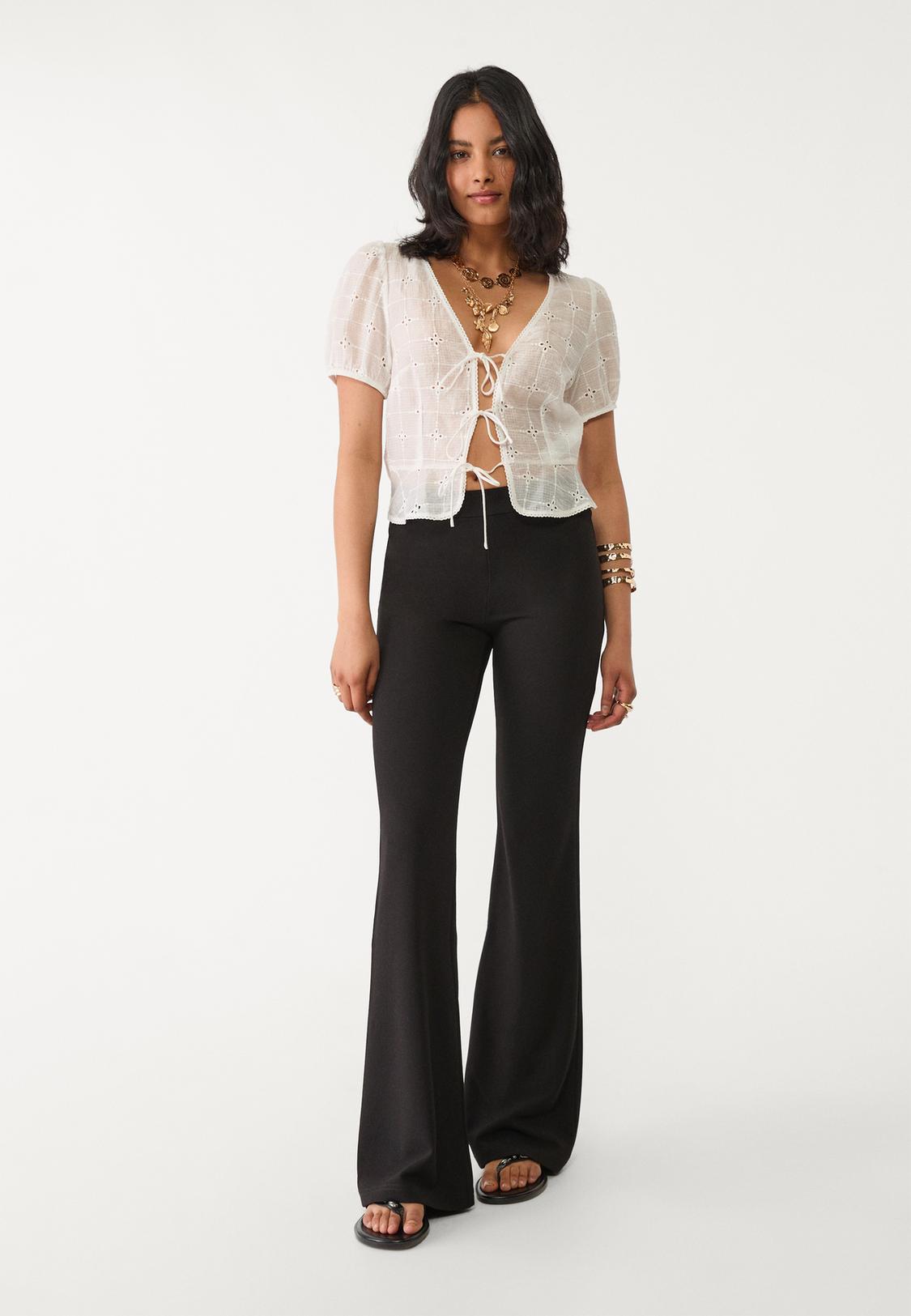 Pantalones Campana Negros Stradivarius Pantalón Flare Tacto Suave