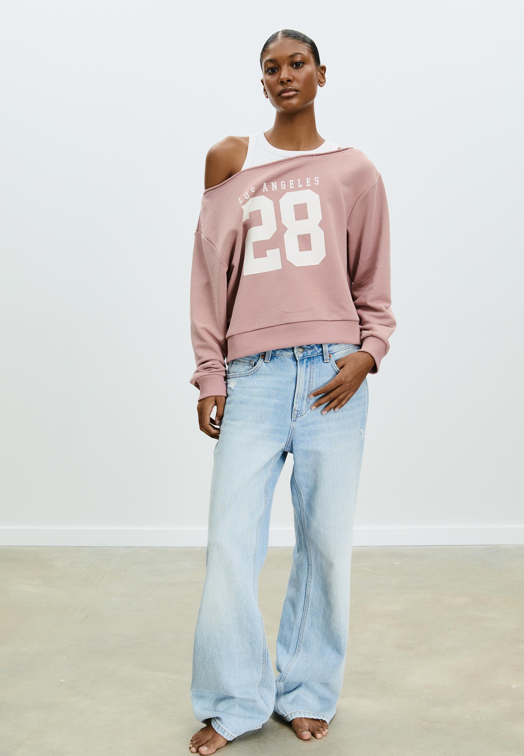 Off-the-shoulder graphic sweatshirt - Women's fashion