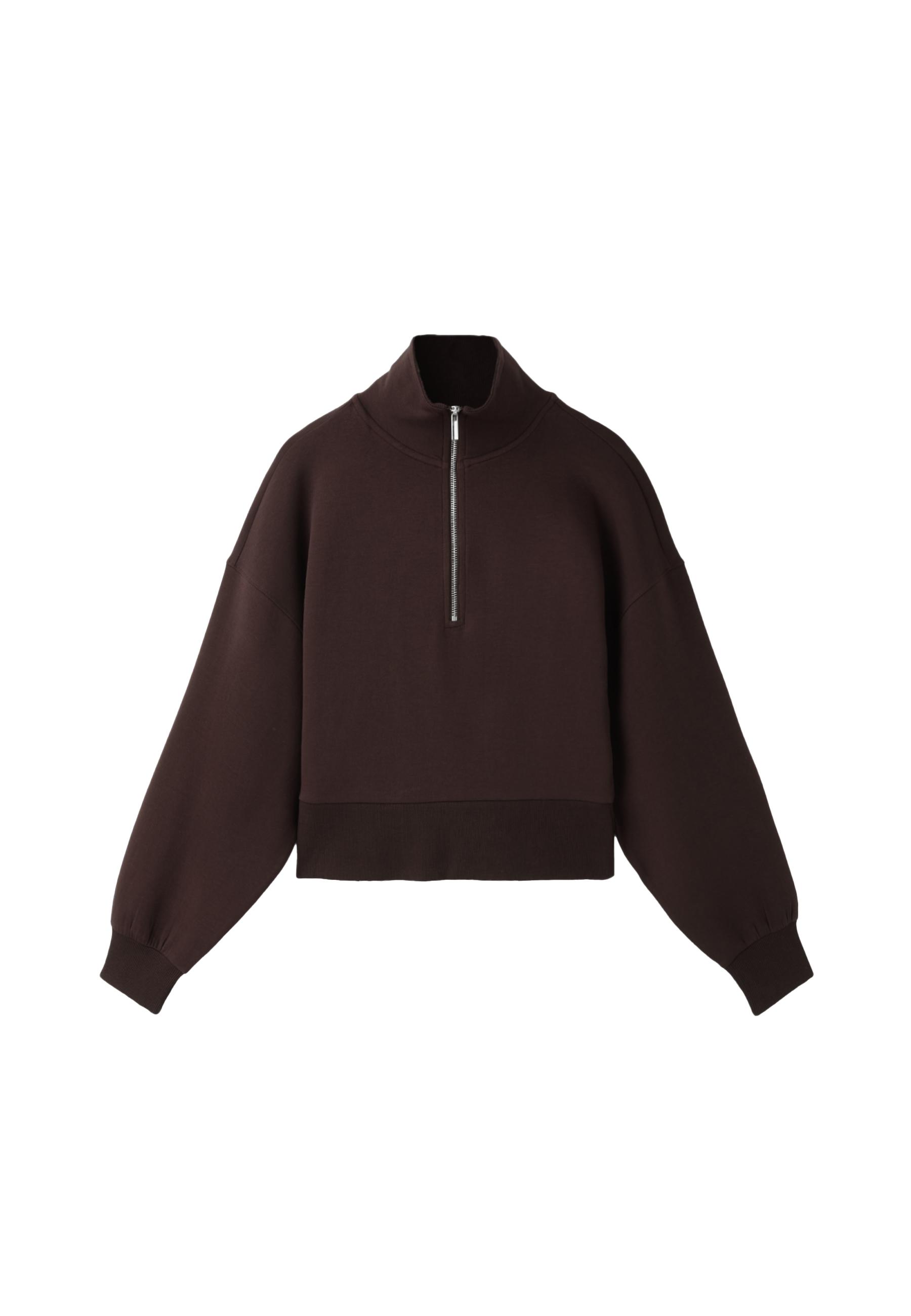 B10 Zip-up sweatshirt with collar — Brown