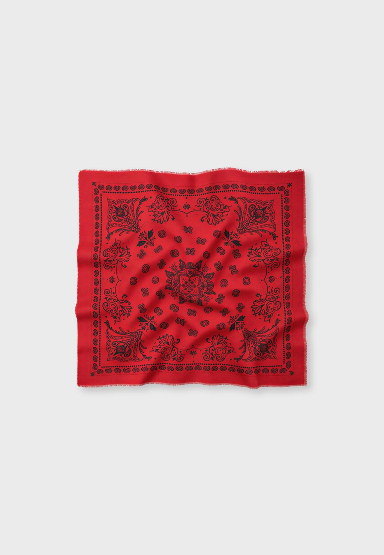 Soft-touch printed bandana scarf — Red
