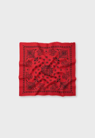 Soft-touch printed bandana scarf — Red 1