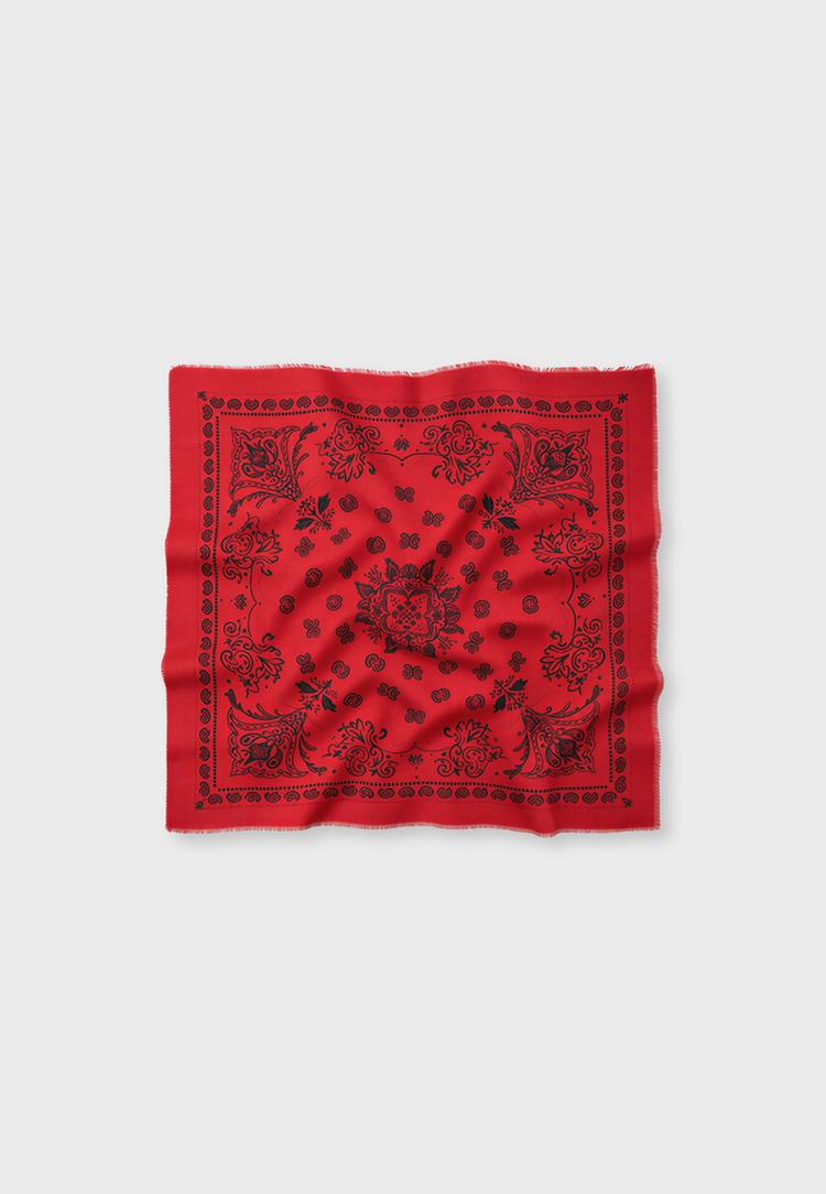 Soft-touch printed bandana scarf — Red
