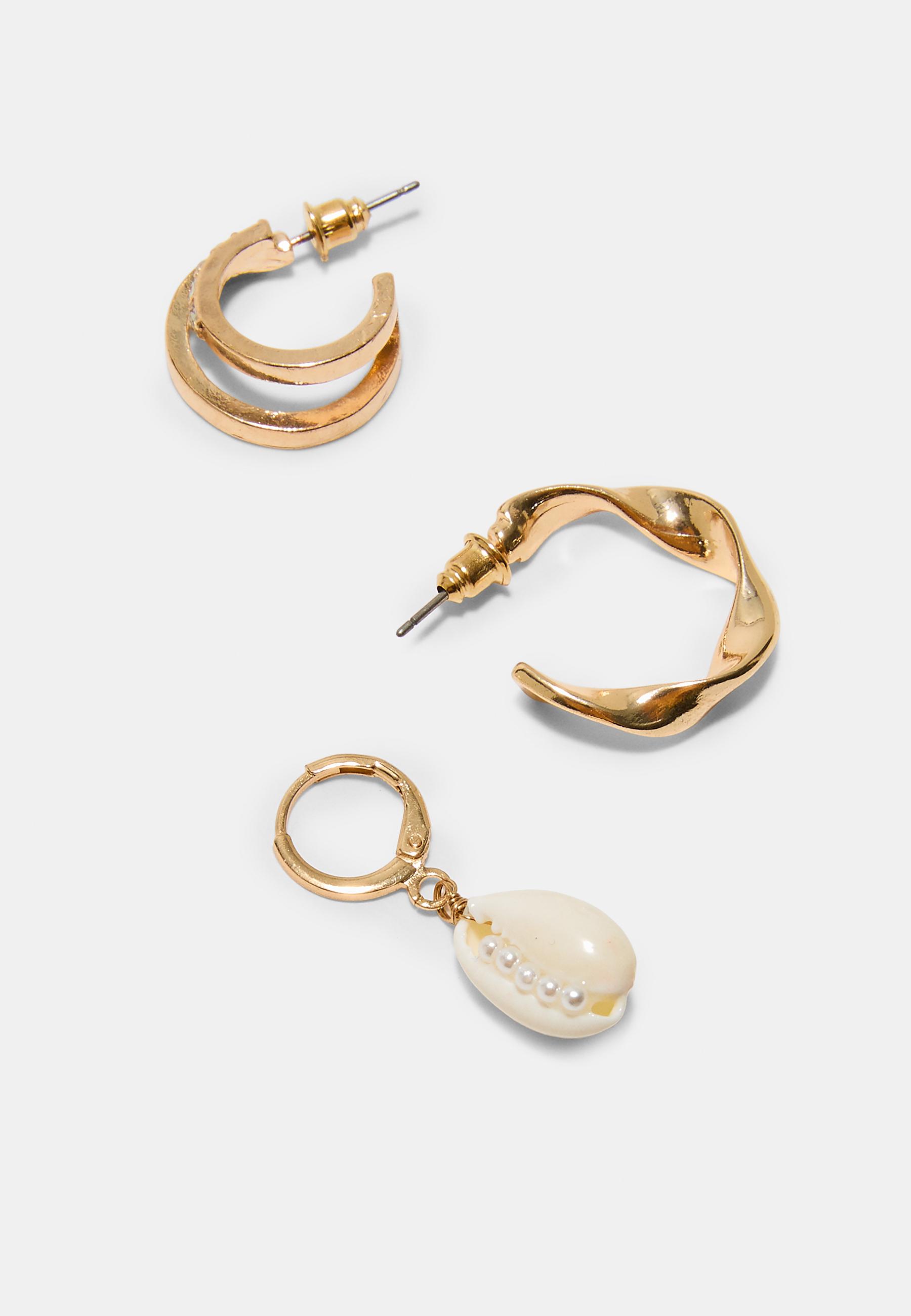 Set of 9 seashell earrings — Gold