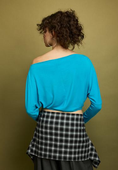 Asymmetric modal T-shirt — Turquoise 5