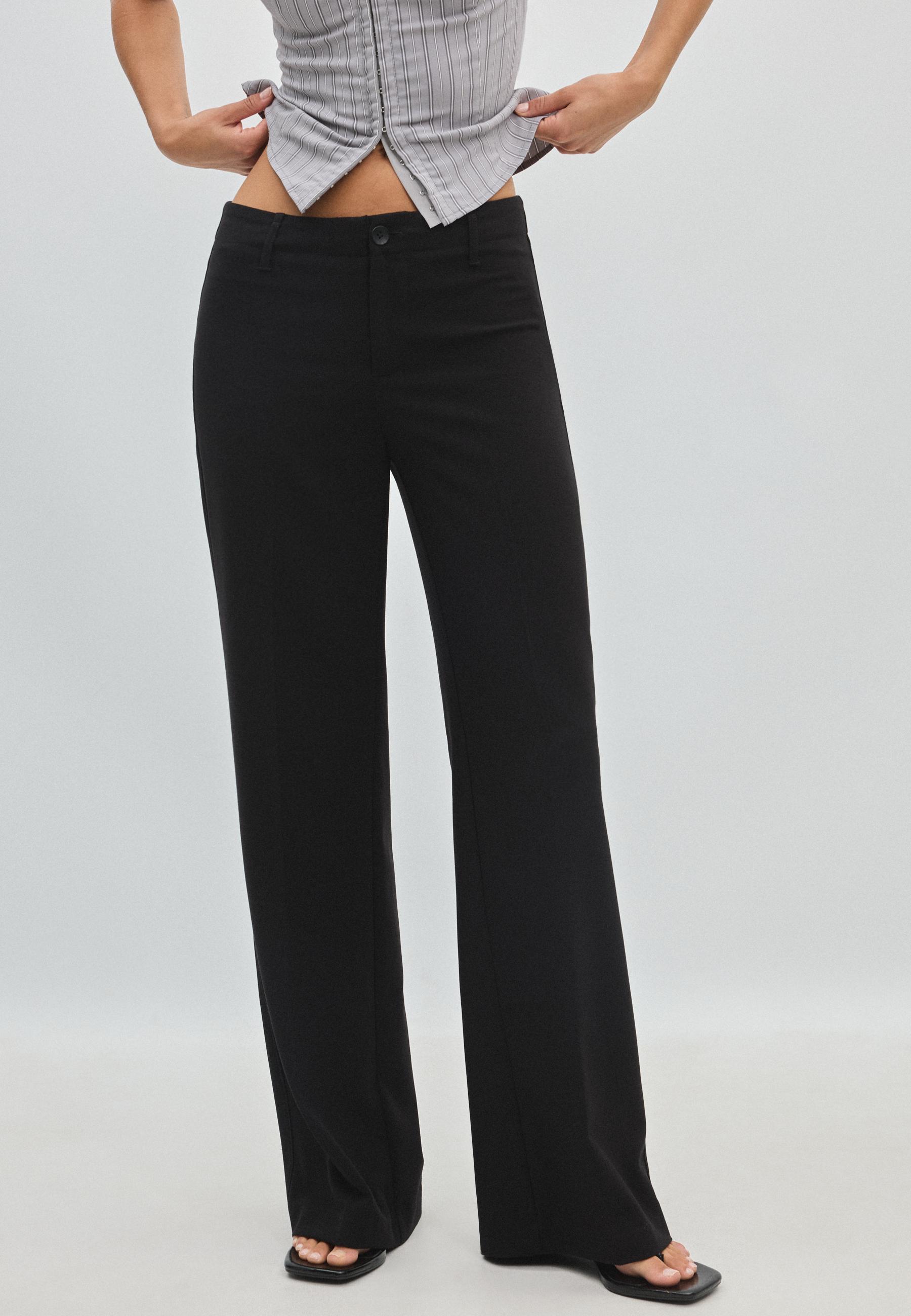 Stradivarius Αμπιγιέ Παντελόνι Σε Ίσια Γραμμή Slim Fit Μαύρο 32