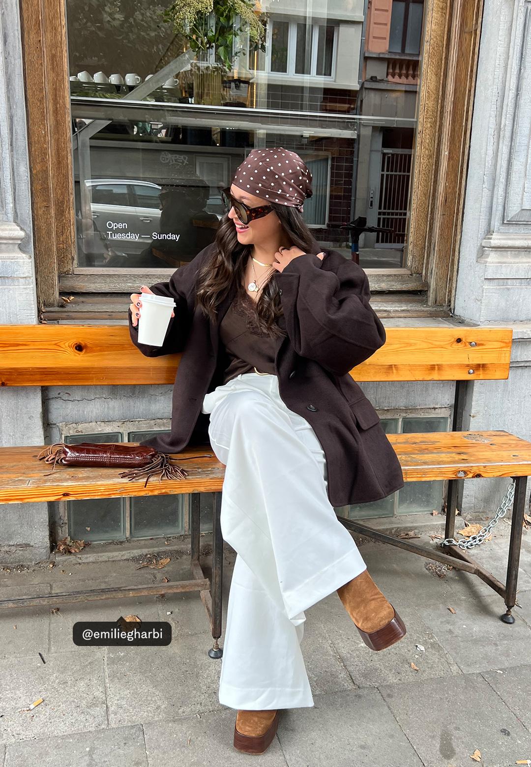 Straight-leg linen-effect trousers — Ecru