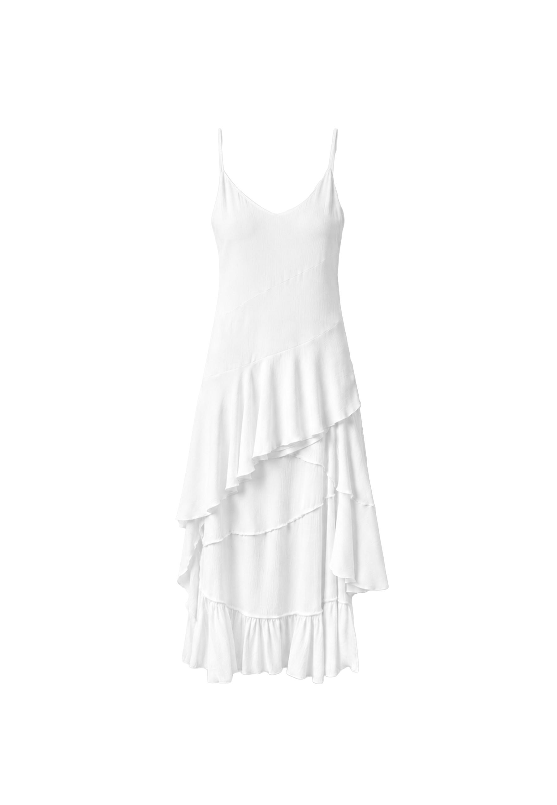 Asymmetric strap dress — White