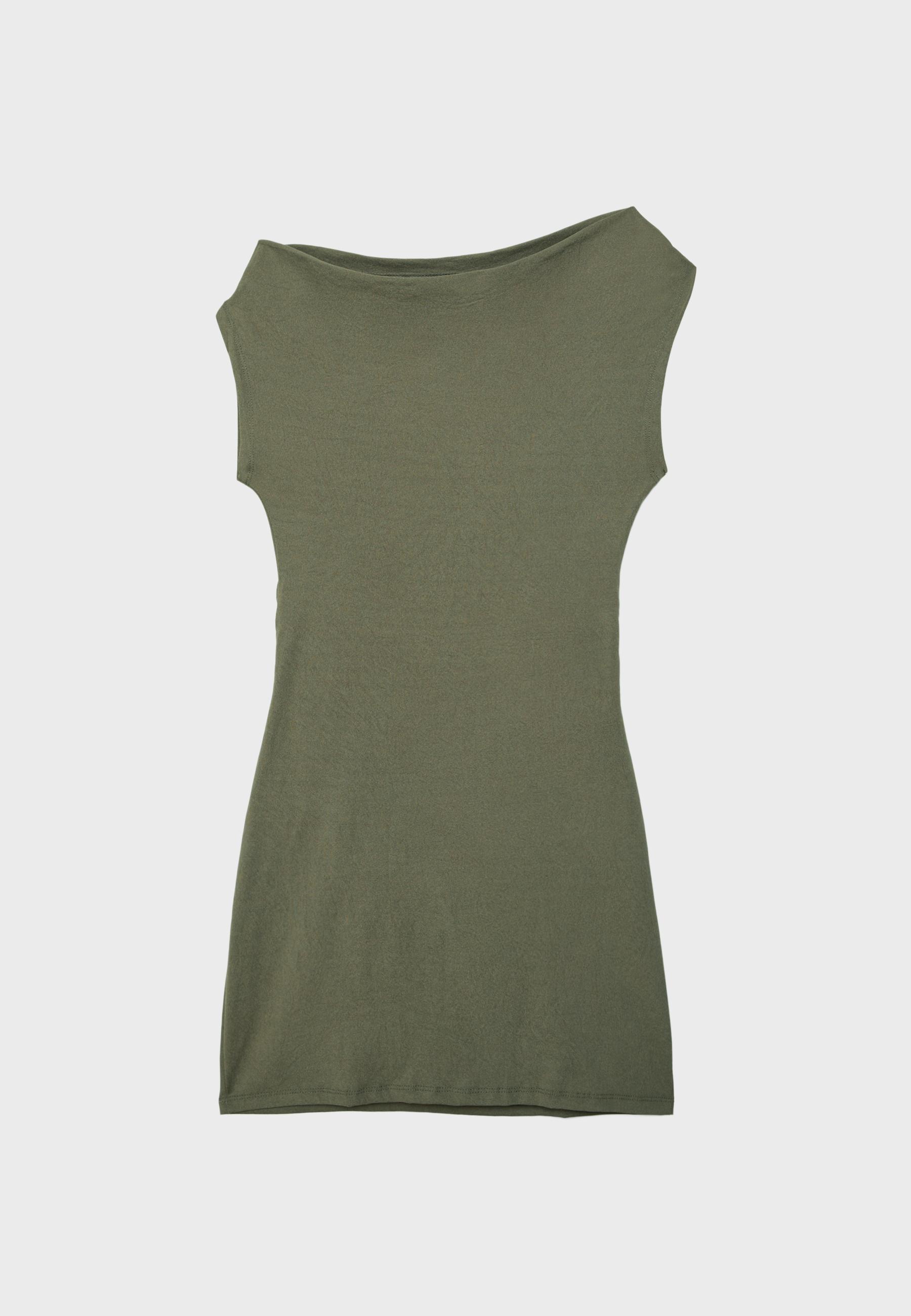 Asymmetric stud mini dress — Khaki