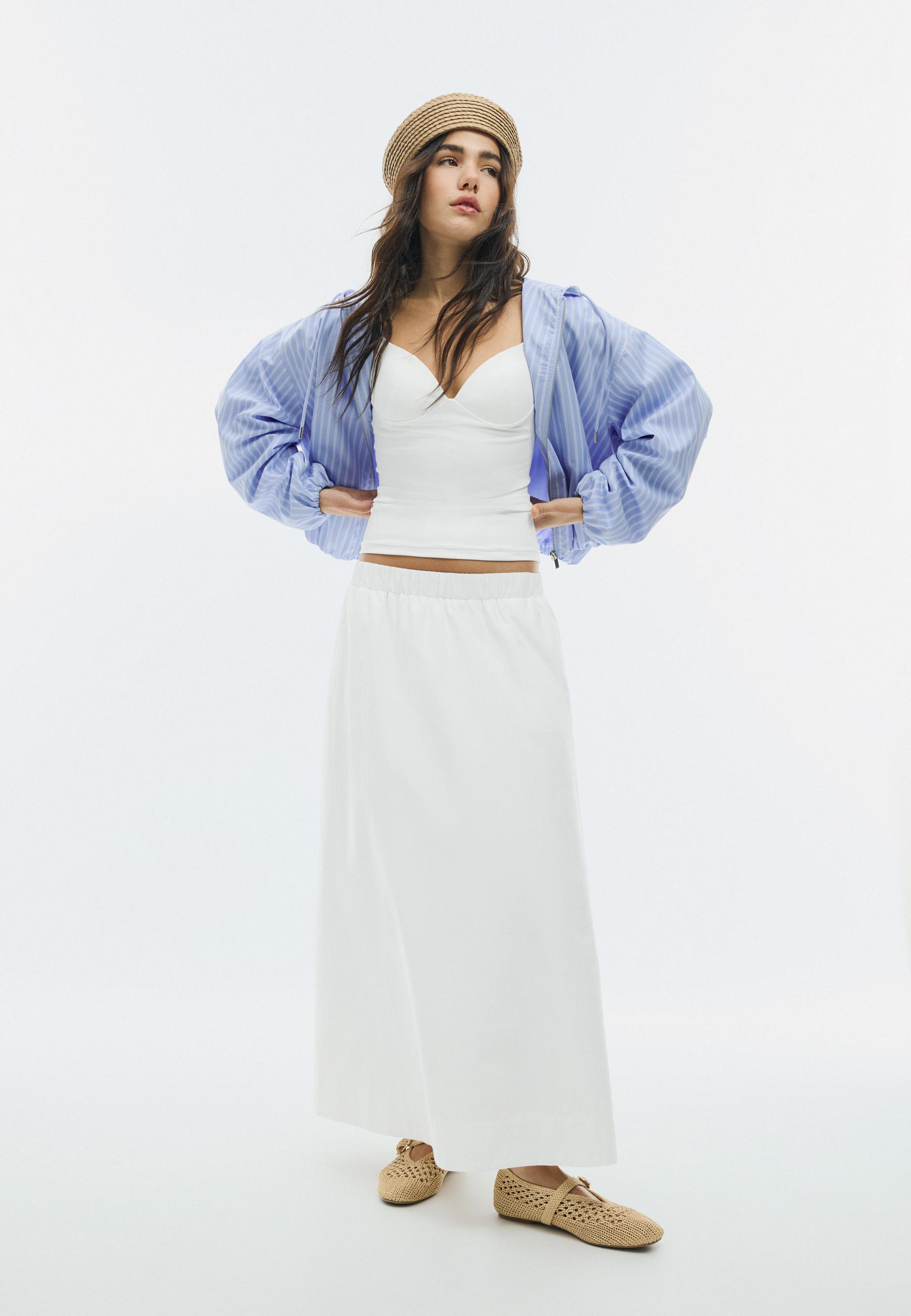 Poplin layered skirt — White