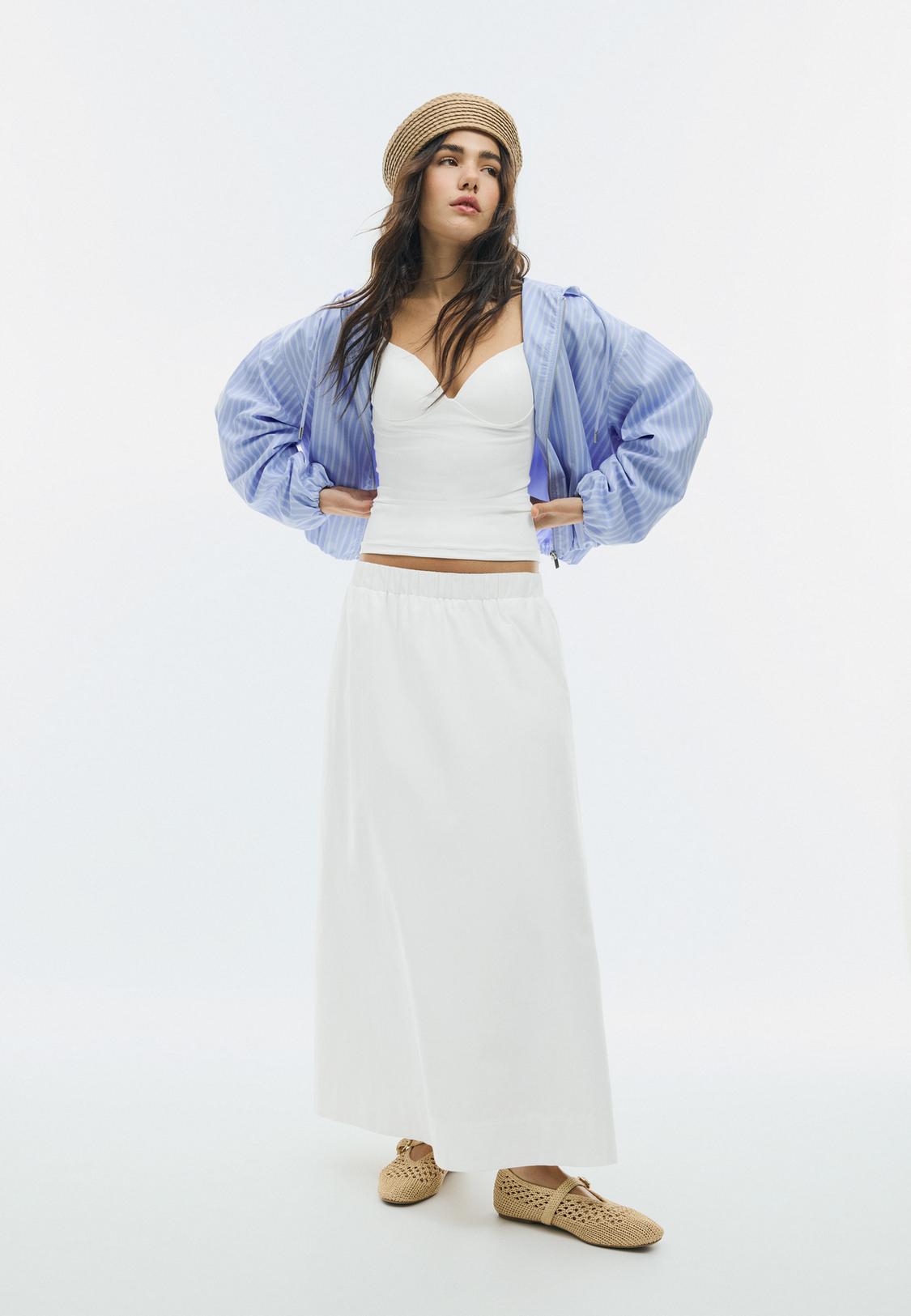 Robe courte évasée Dentelle de coton mélangé blanc à motif Allover Robe courte évasée Dentelle de coton mélangé blanc à motif Allover
