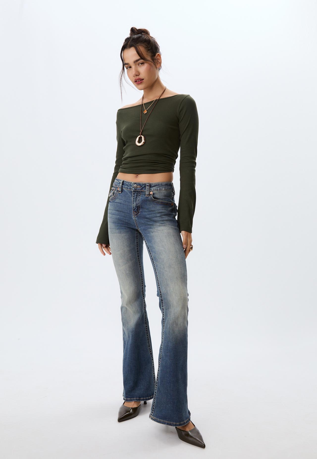 D04 Jean flare taille basse - Jeans femme | Stradivarius France