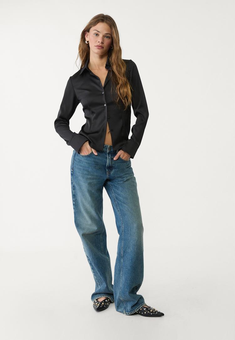 camisa fitted satinada