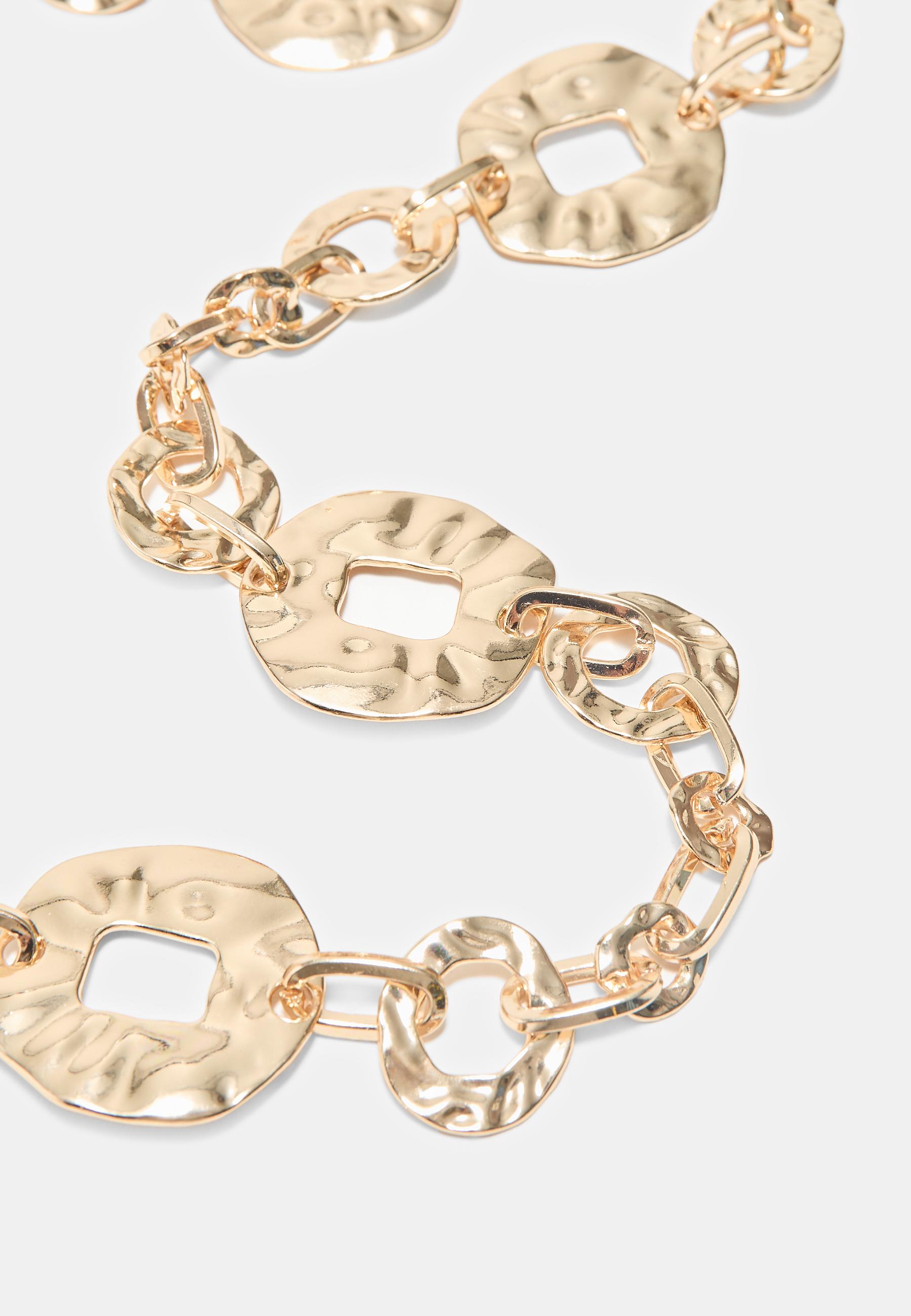 Hammered ring metal belt — Gold