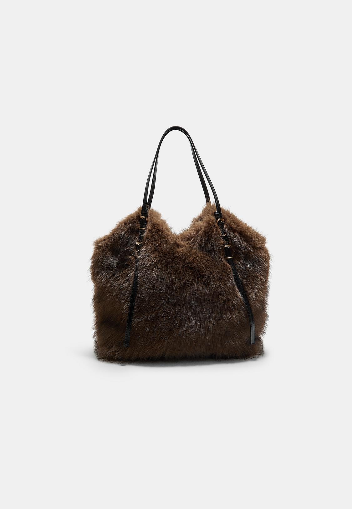 Faux fur tote bag