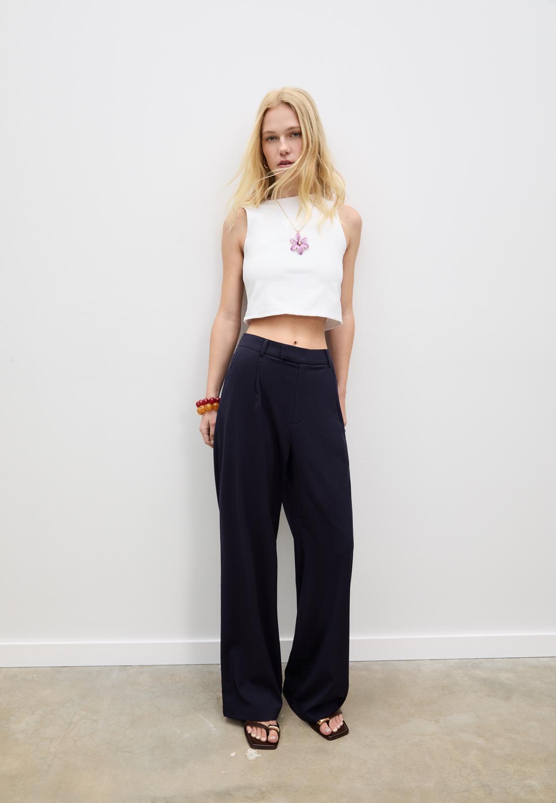 Wide Leg Outfit Pantalon Ancho A Rayas Pantalones A Rayas De