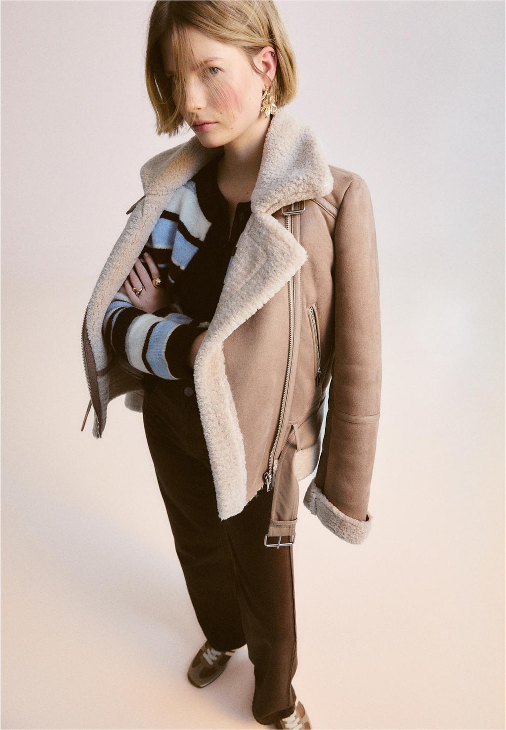 Faux suede biker jacket