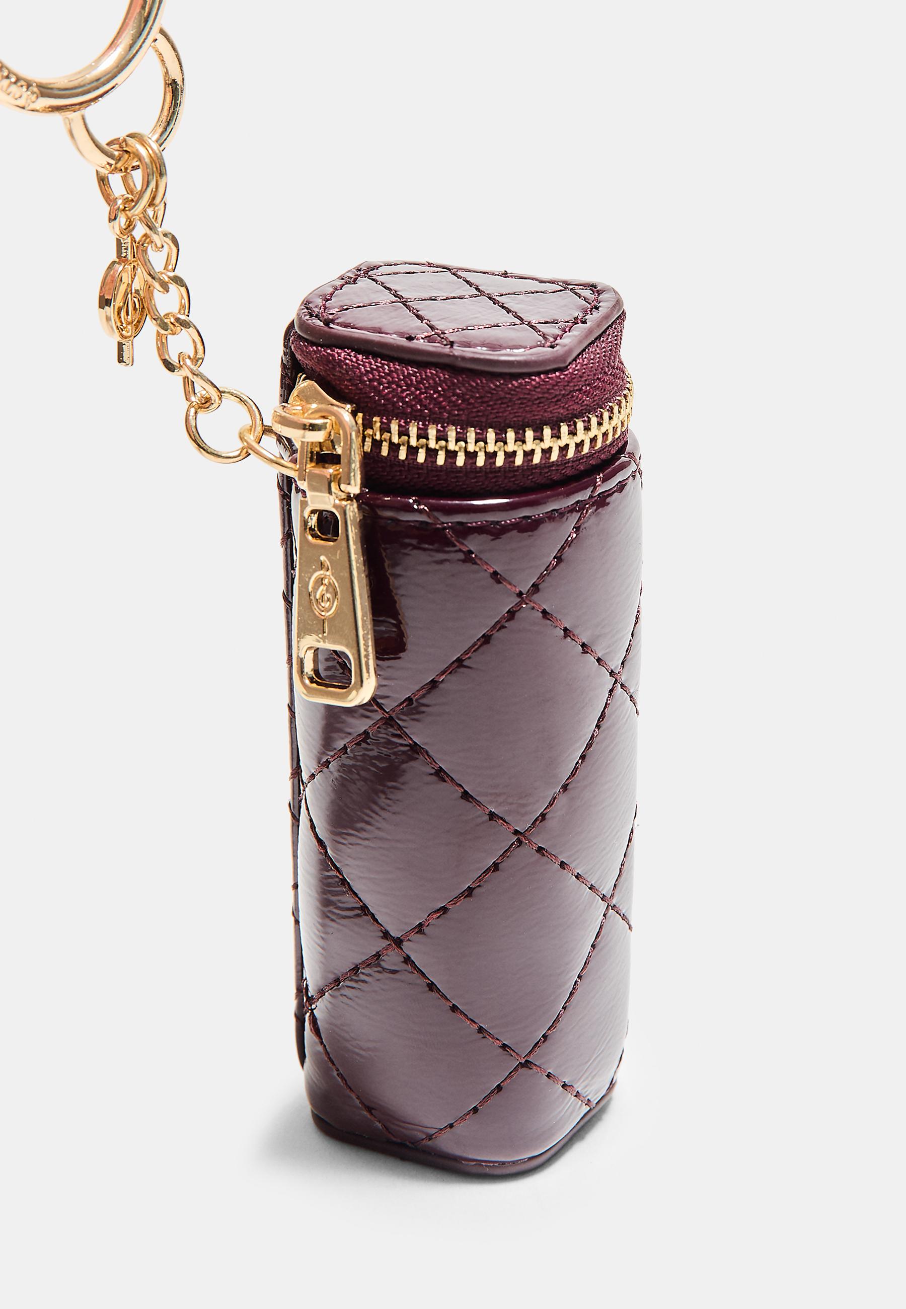 Quilted pouch charm — Burgundy