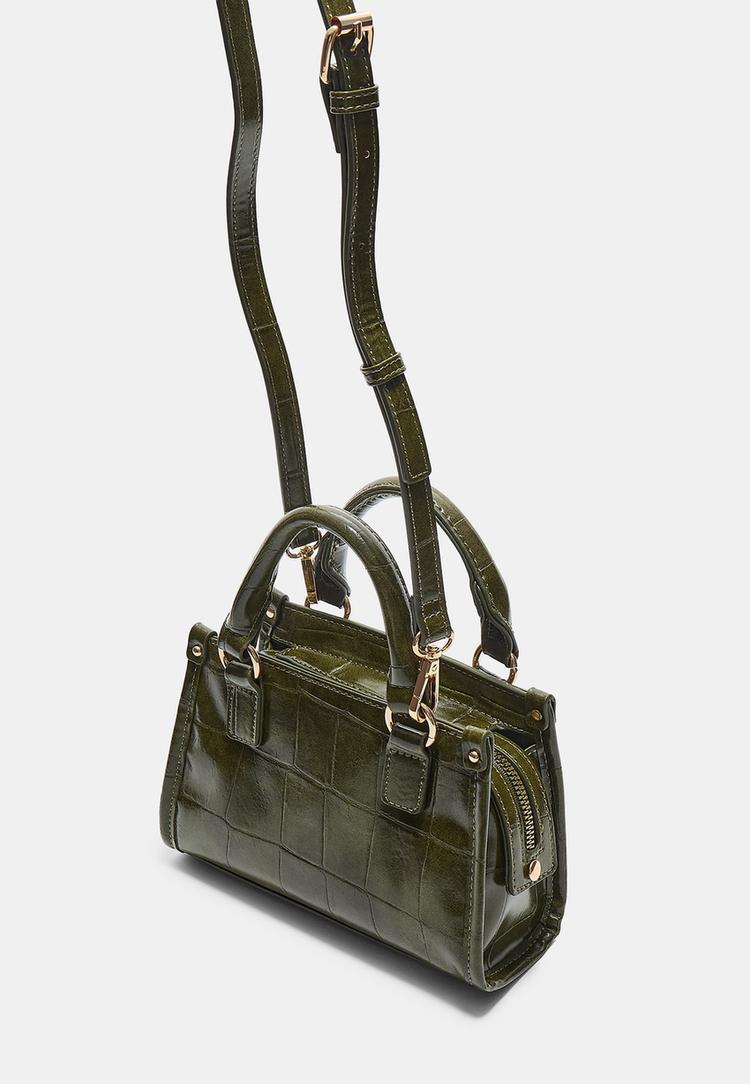 mini sac fourre tout effet croco