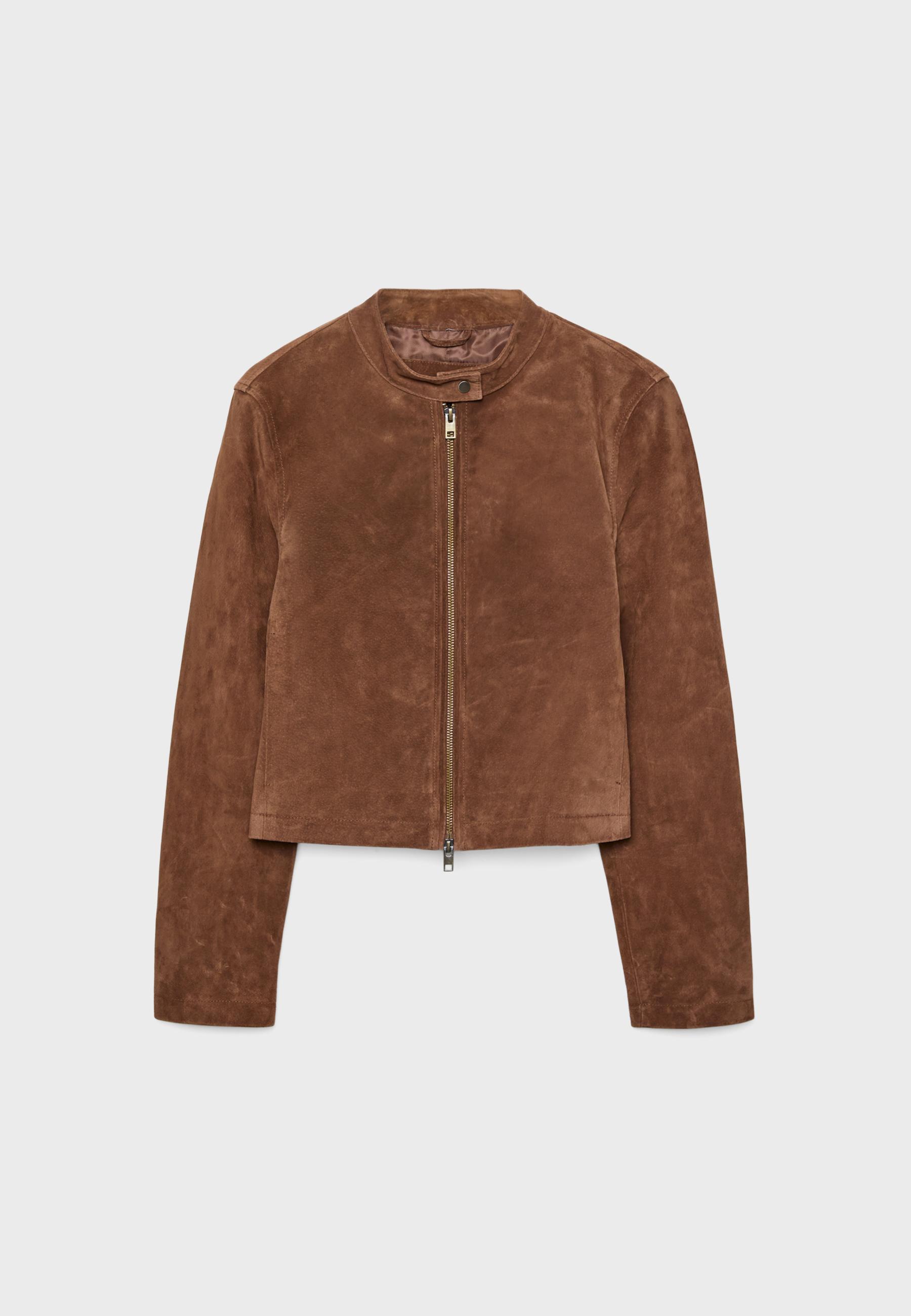100% leather biker jacket — Brown