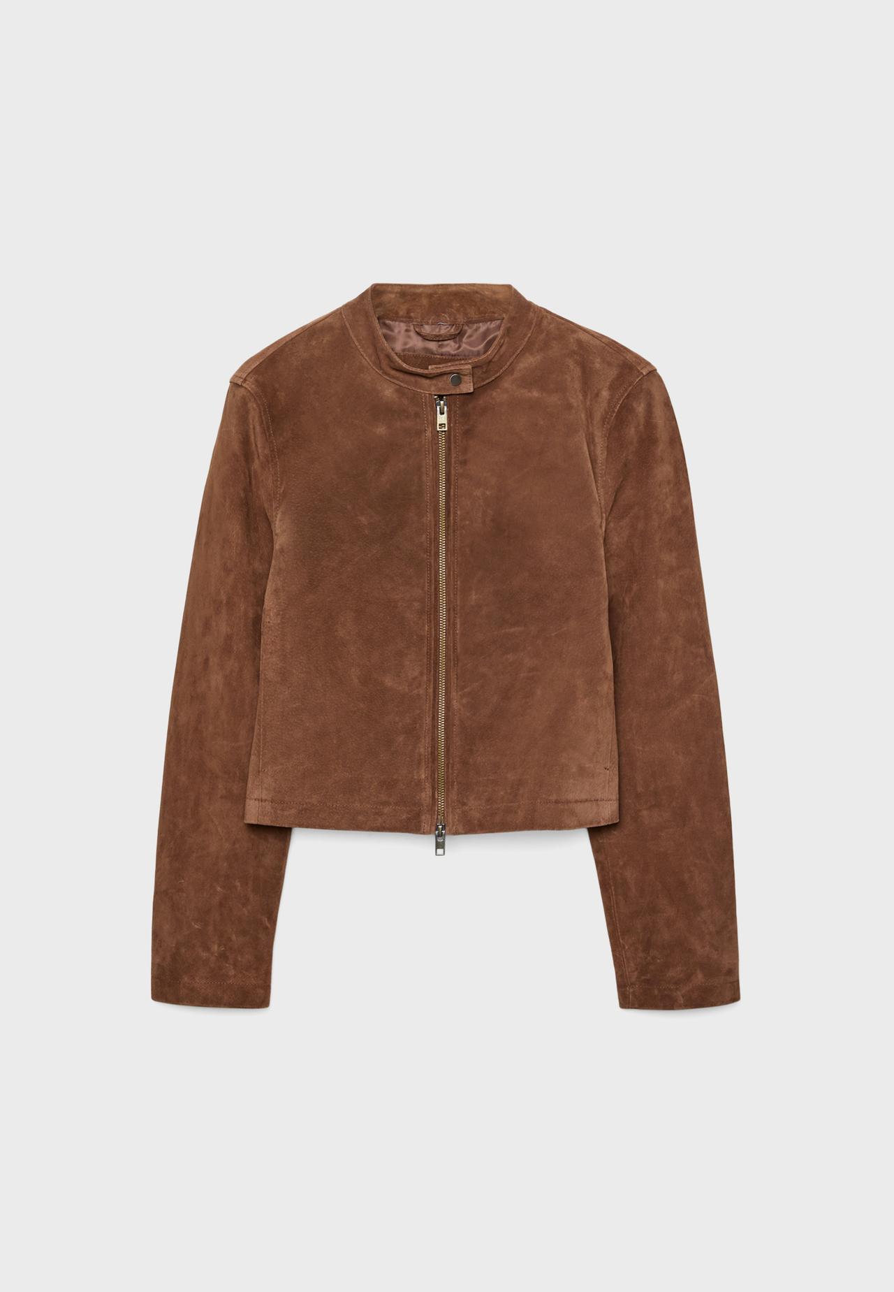 100% leather biker jacket — Brown