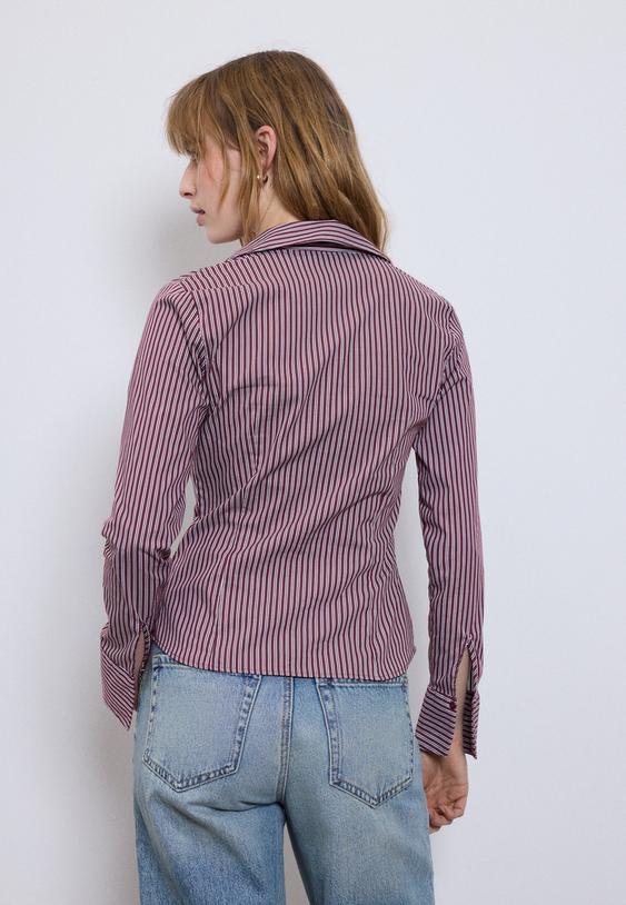 basic fitted cizgili gomlek