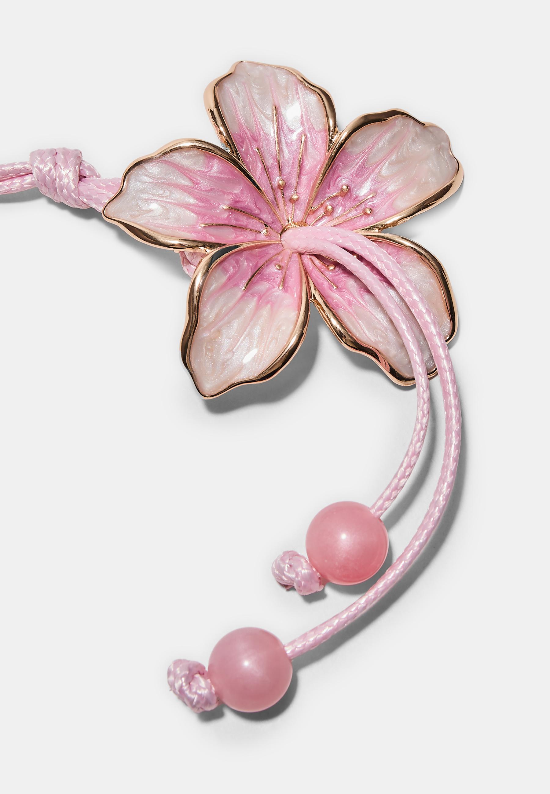 Enamelled flower charm — Pastel pink
