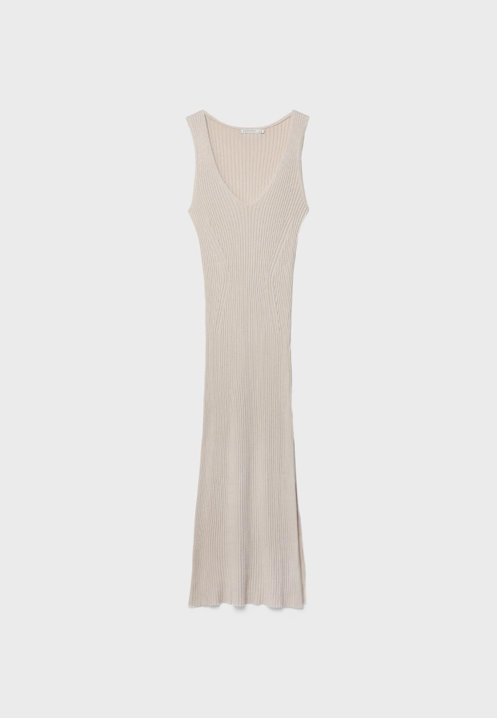 Robe longue en maille à décolleté en V
