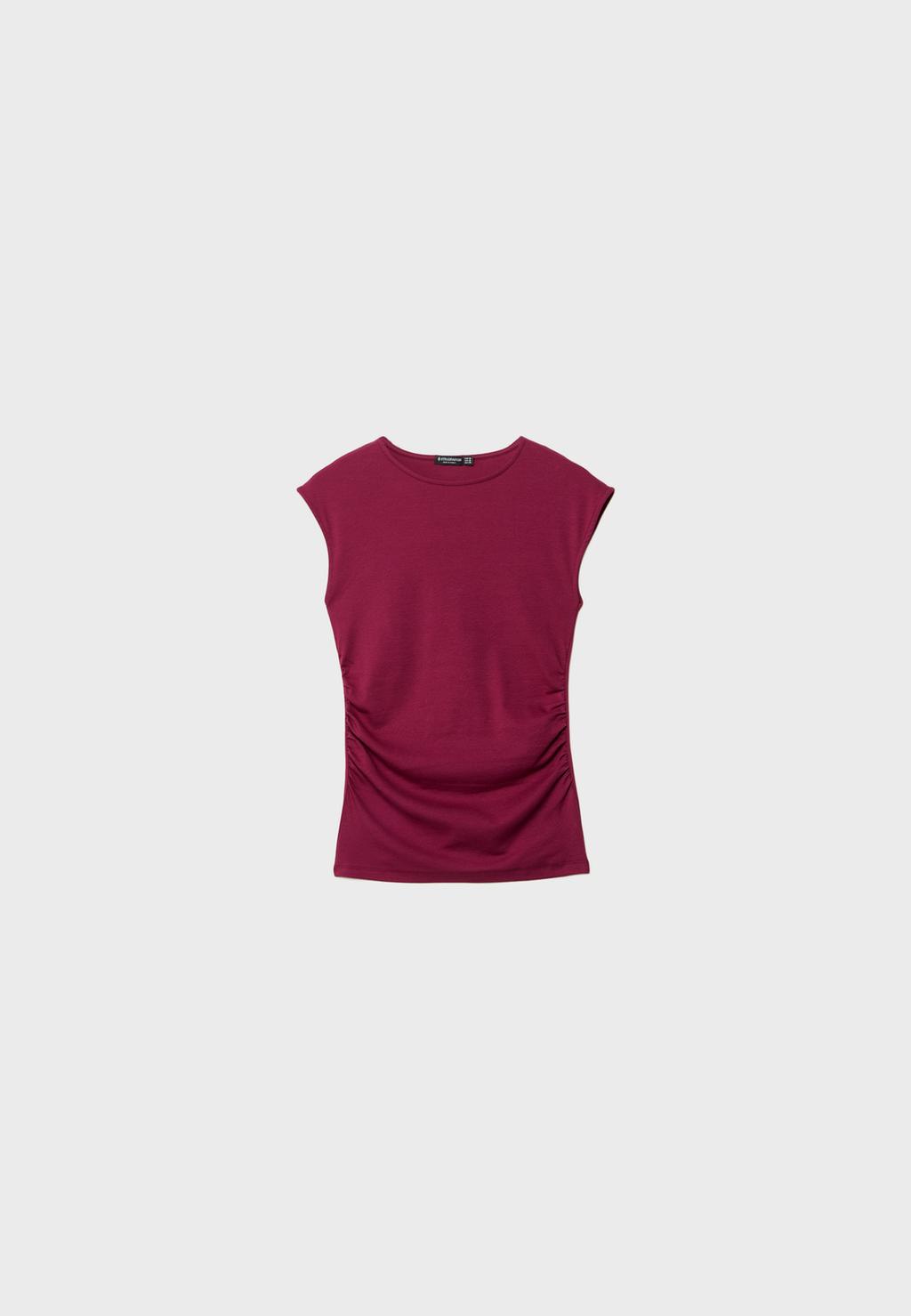 Maglietta basic fitted effetto arricciato